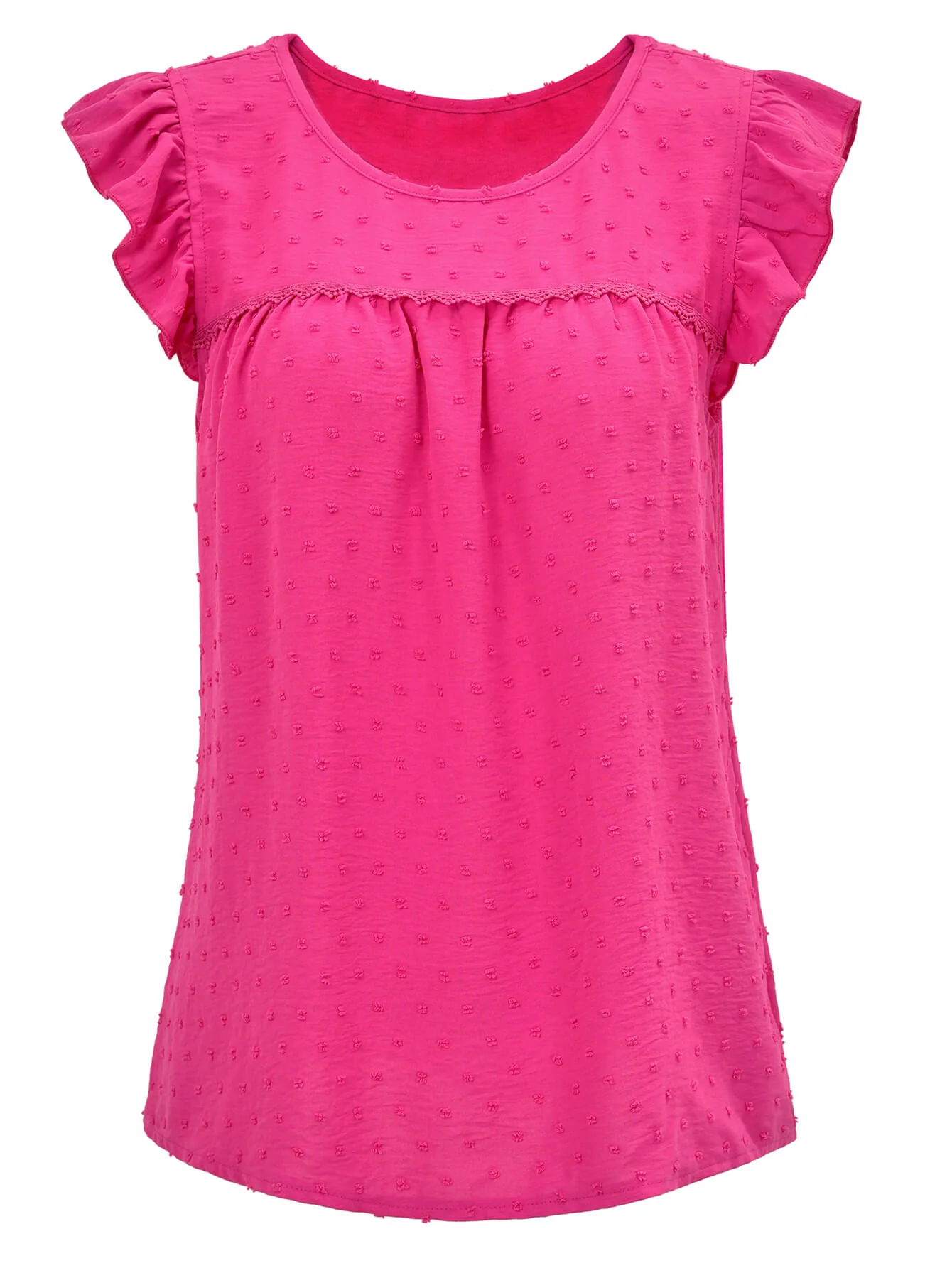 Meredith Short Ruffle Sleeve Top - Pink - Image 7