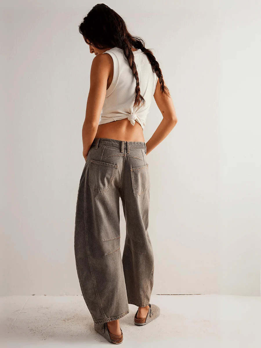 Merissa Mid Waisted Wide Leg Jeans - Khaki - Image 3