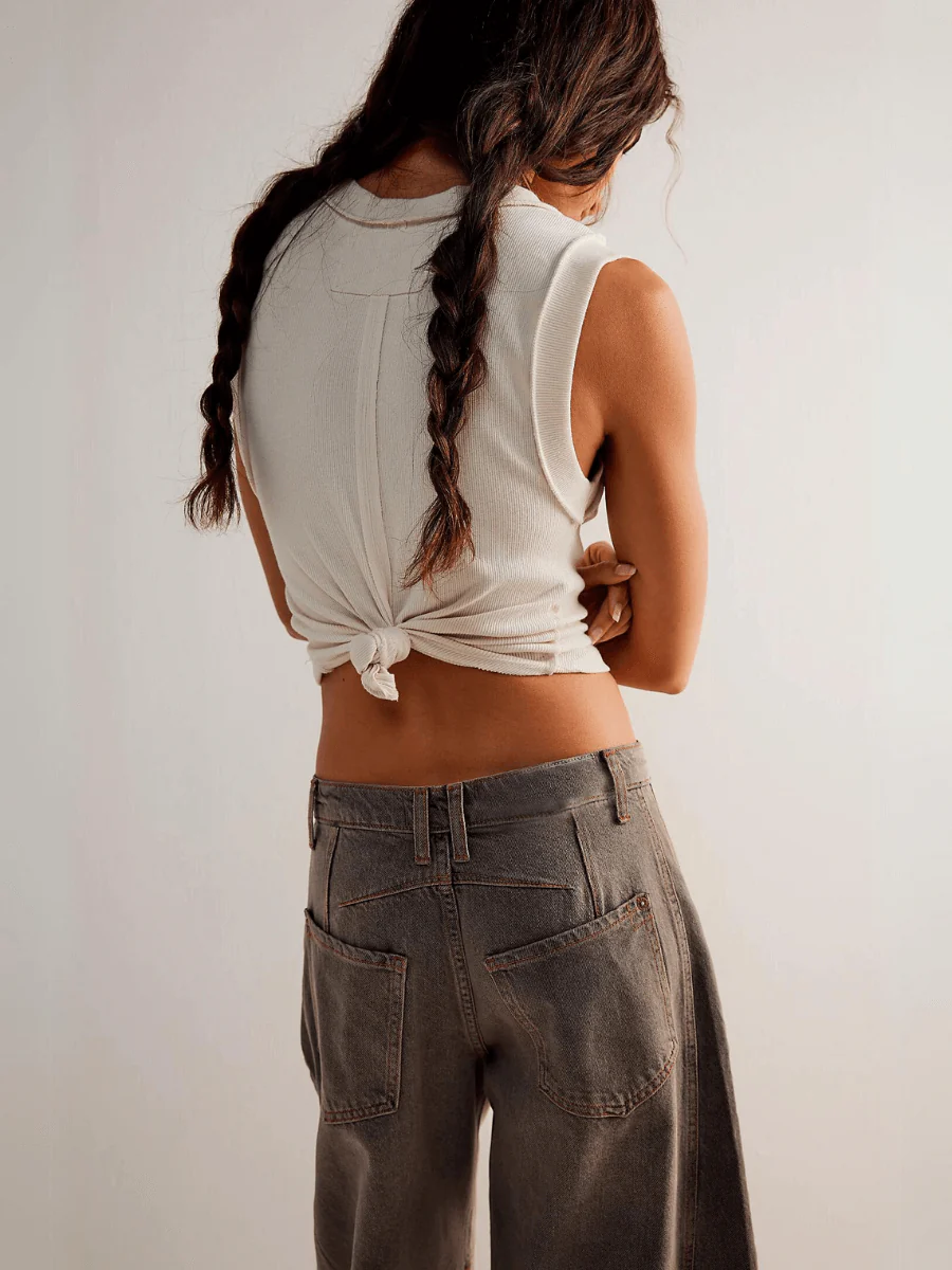 Merissa Mid Waisted Wide Leg Jeans - Khaki - Image 4