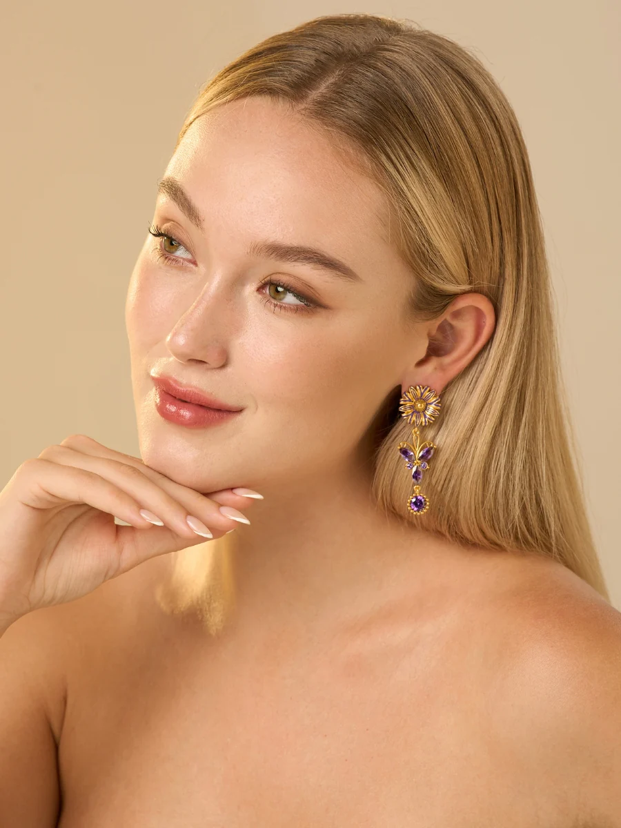 Miena France Enamel Crystal Chandelier Earrings - Image 6