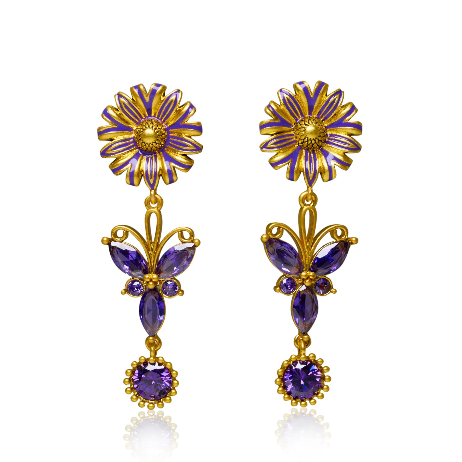 Miena France Enamel Crystal Chandelier Earrings - Image 8