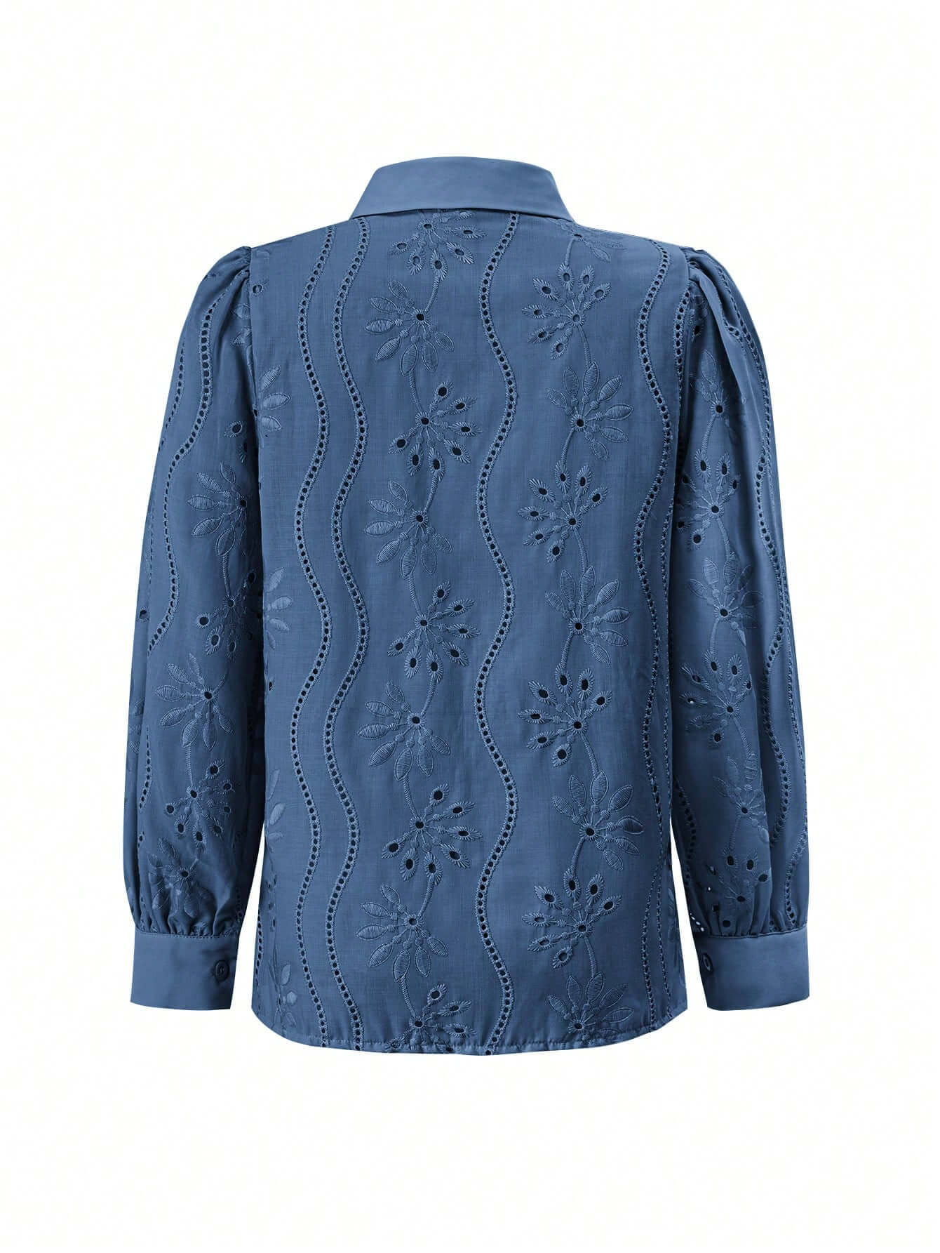 Miley Perforated Long Sleeve Blouse - blue - Image 7