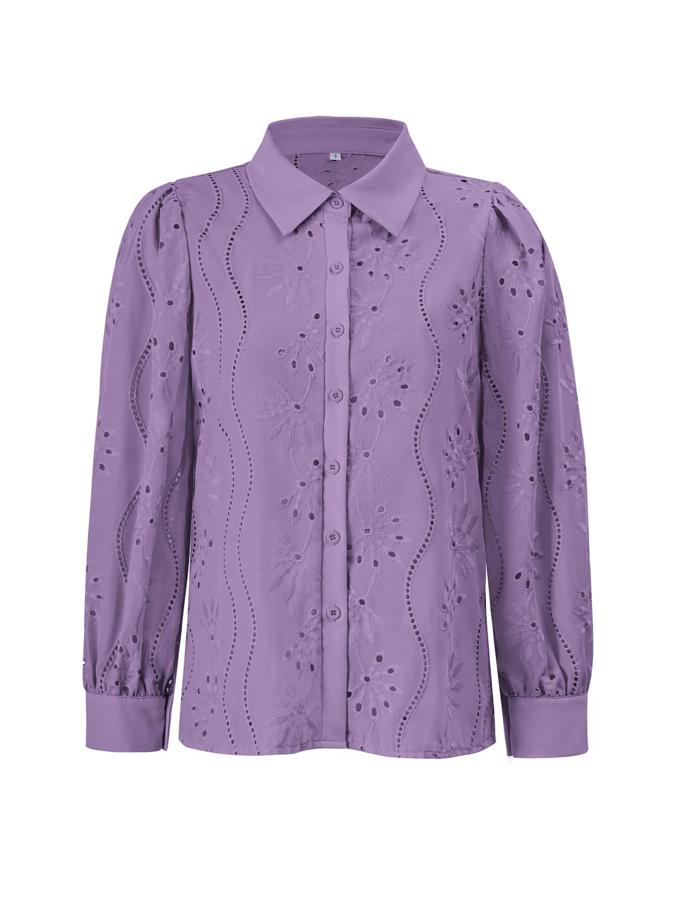 Miley Perforated Long Sleeve Blouse - lavender - Image 6