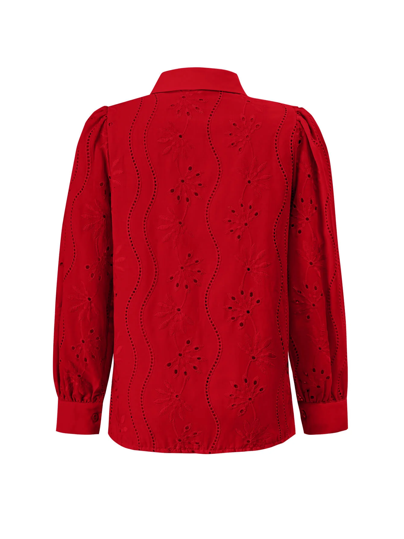 Miley Perforated Long Sleeve Blouse - red - Image 7