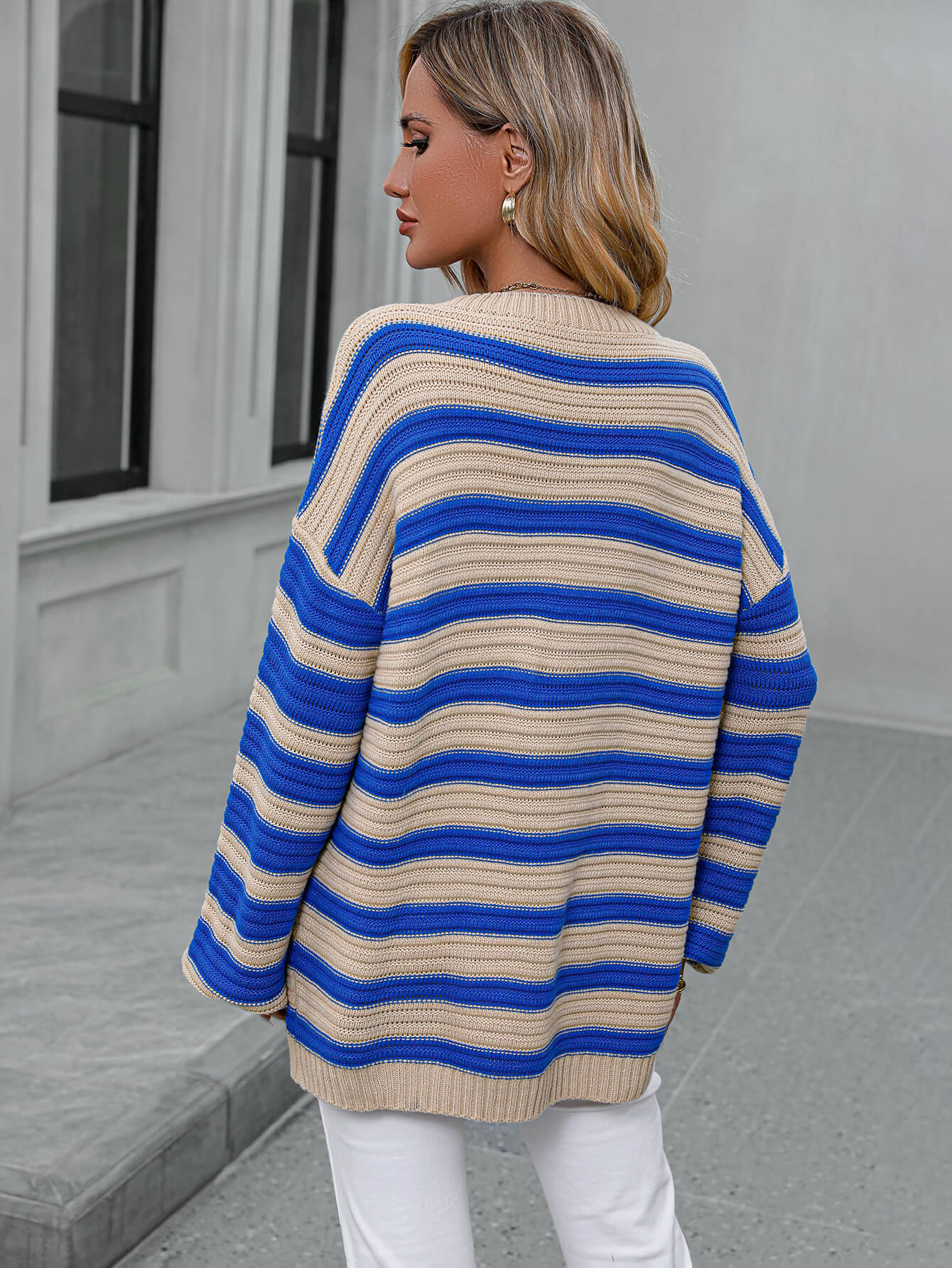 Milton Striped Pullover Knit Sweater - Blue - Image 2