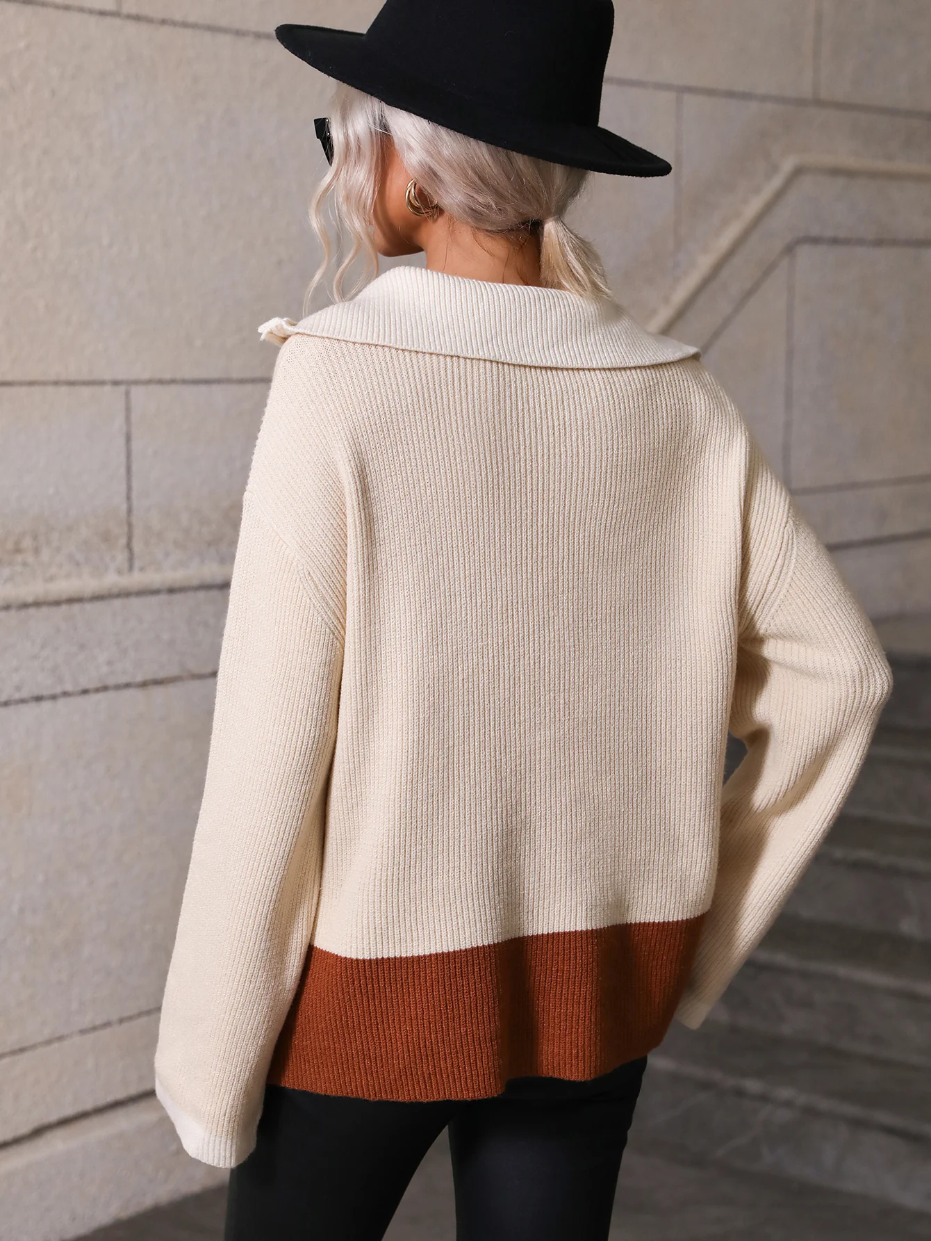 MIND AT EASE KNIT HALF ZIP PULLOVER - BEIGE - Image 4