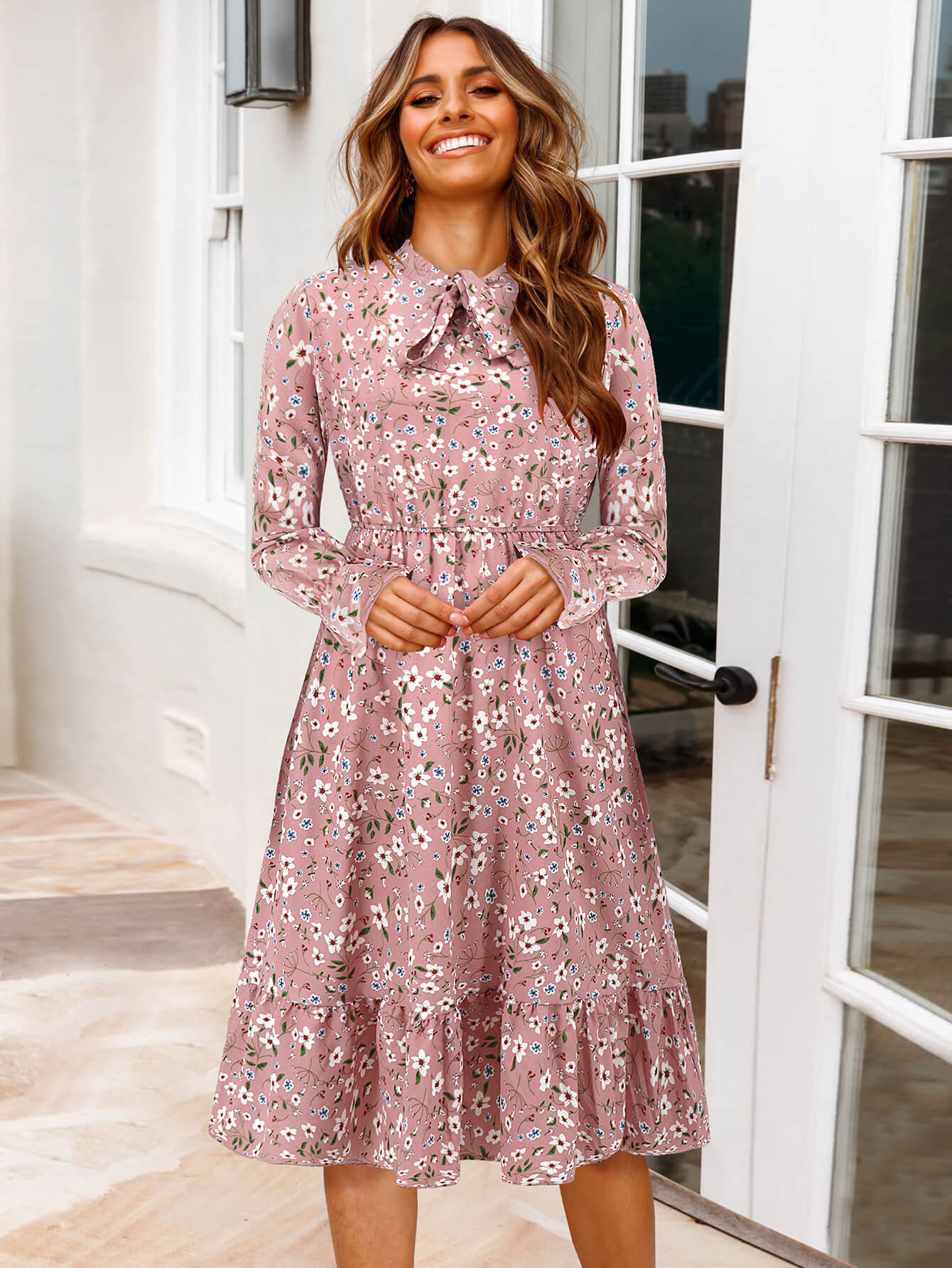 Minka Floral Long Sleeve Midi Dress - Image 12