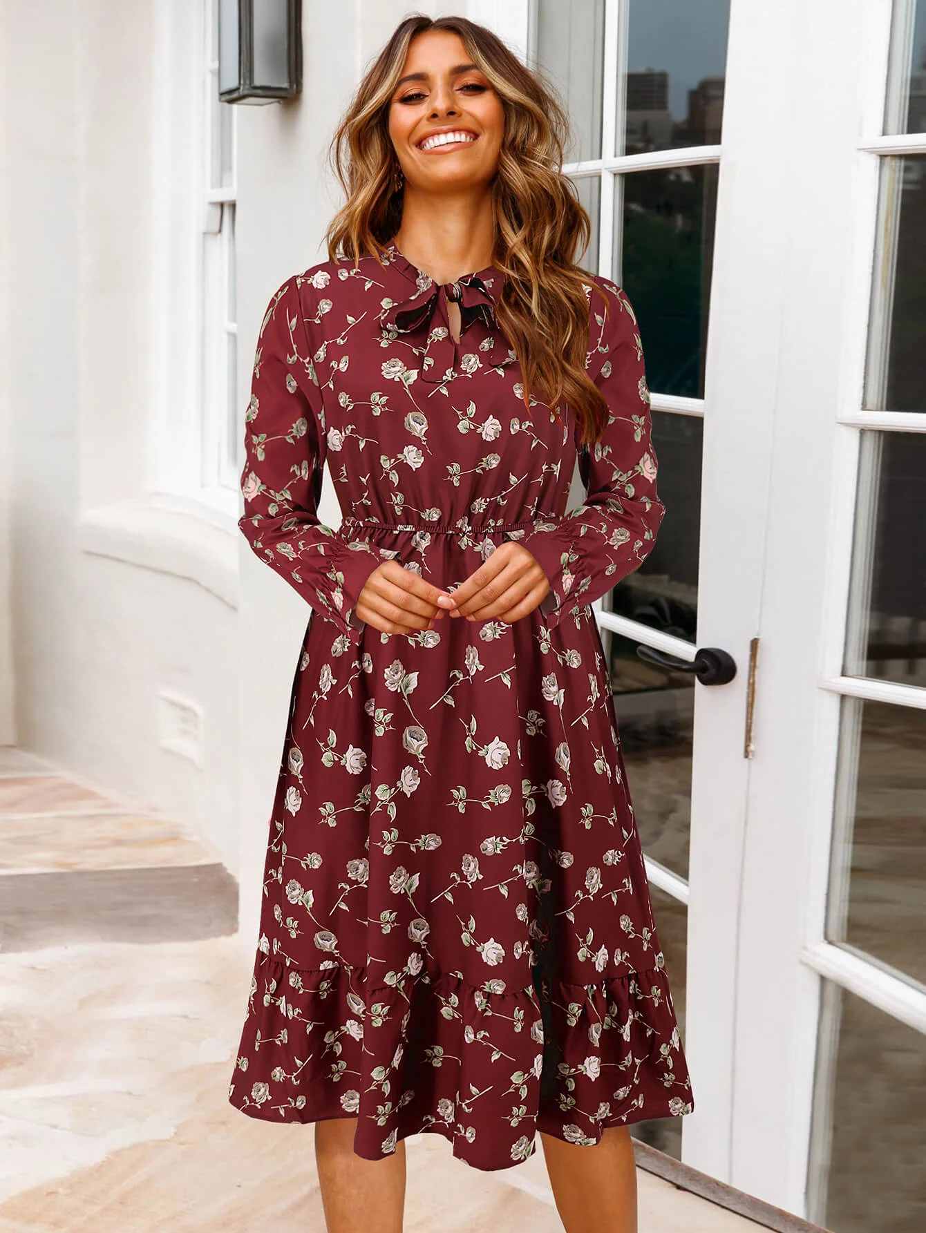 Minka Floral Long Sleeve Midi Dress - Image 15