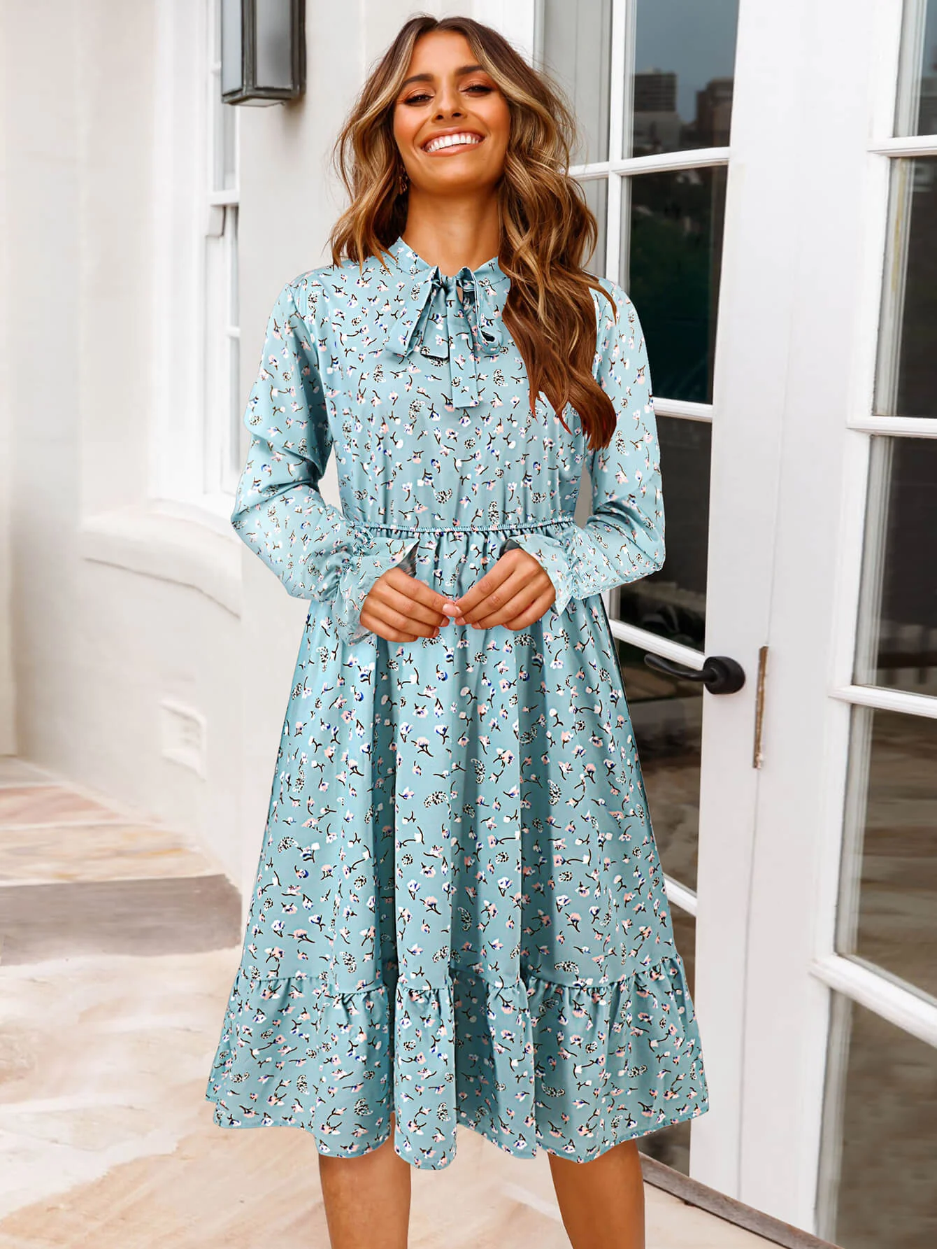 Minka Floral Long Sleeve Midi Dress - Image 6
