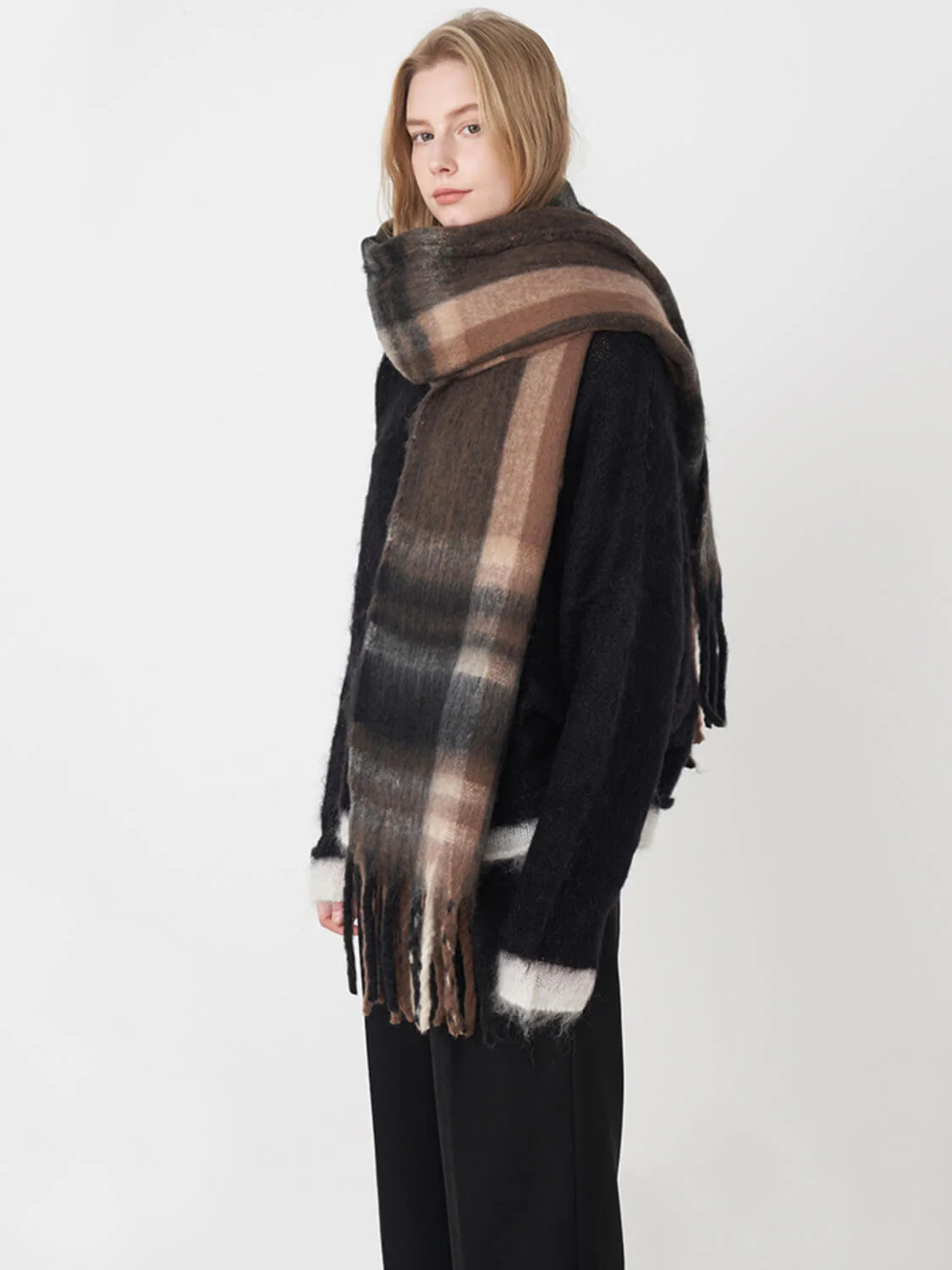 Mitchell Gradient Tassel Blanket Scarf - brown - Image 2