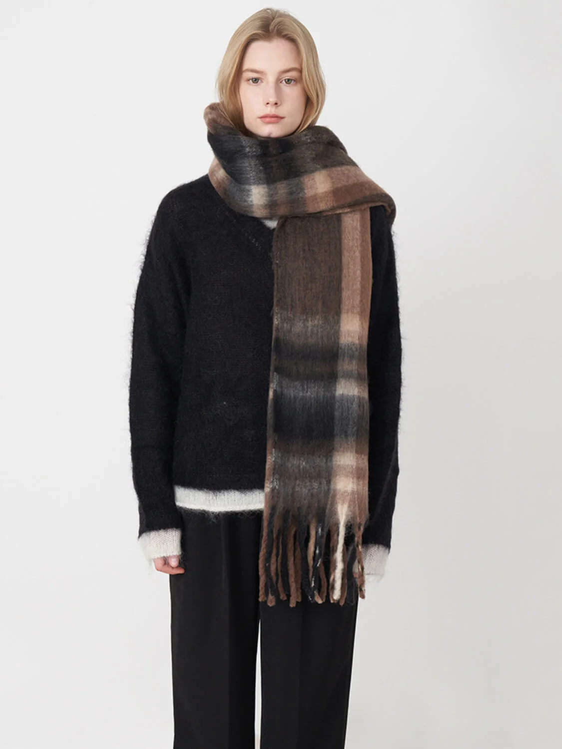 Mitchell Gradient Tassel Blanket Scarf - brown - Image 3