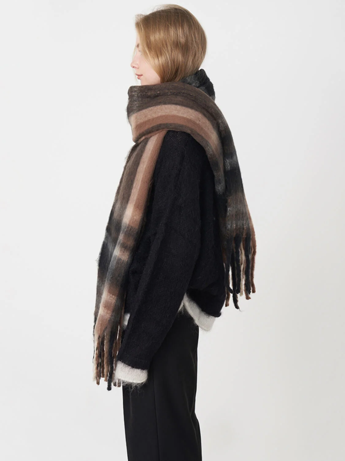 Mitchell Gradient Tassel Blanket Scarf - brown - Image 4