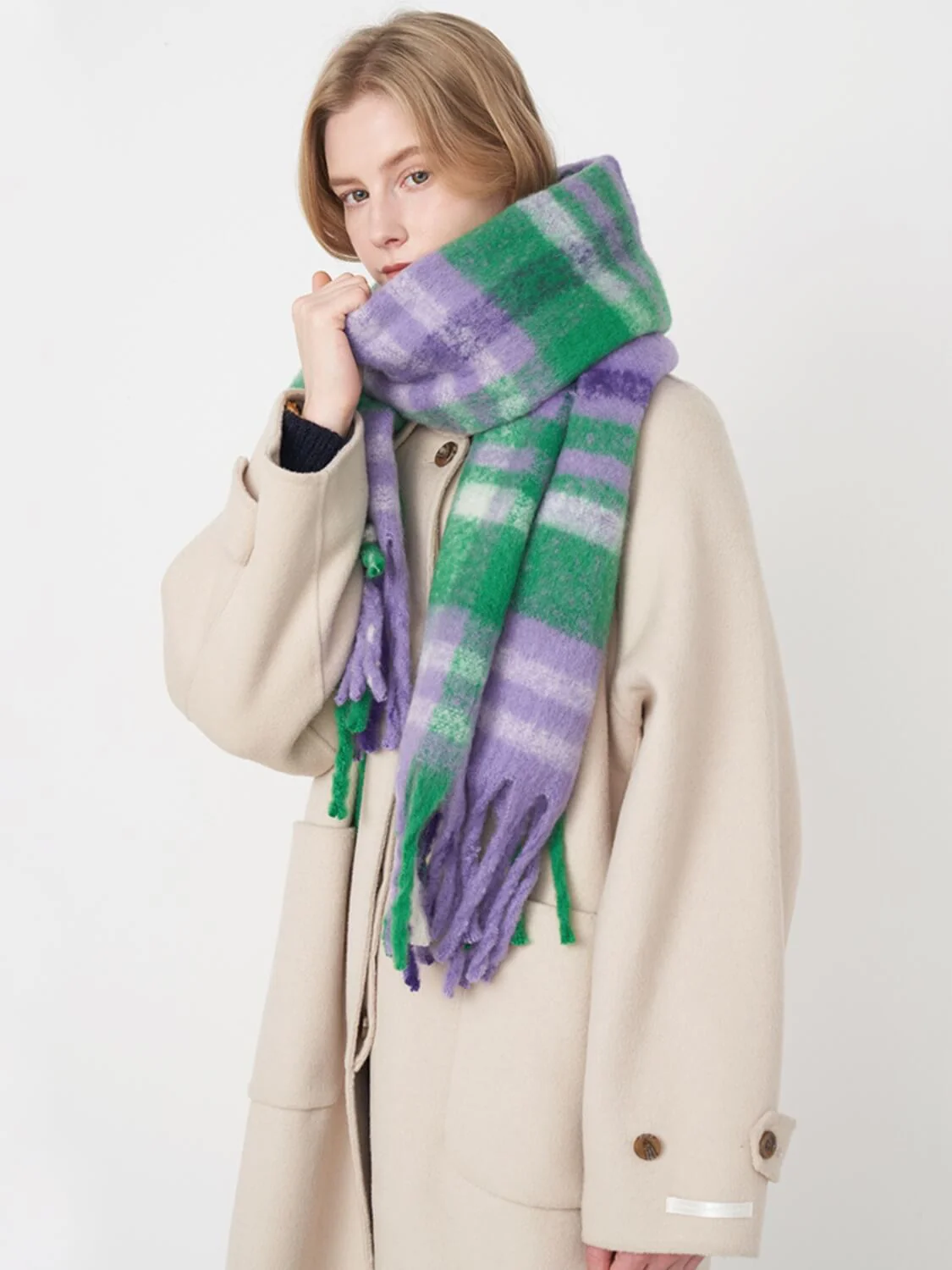 Mitchell Gradient Tassel Blanket Scarf - Purple - Image 3