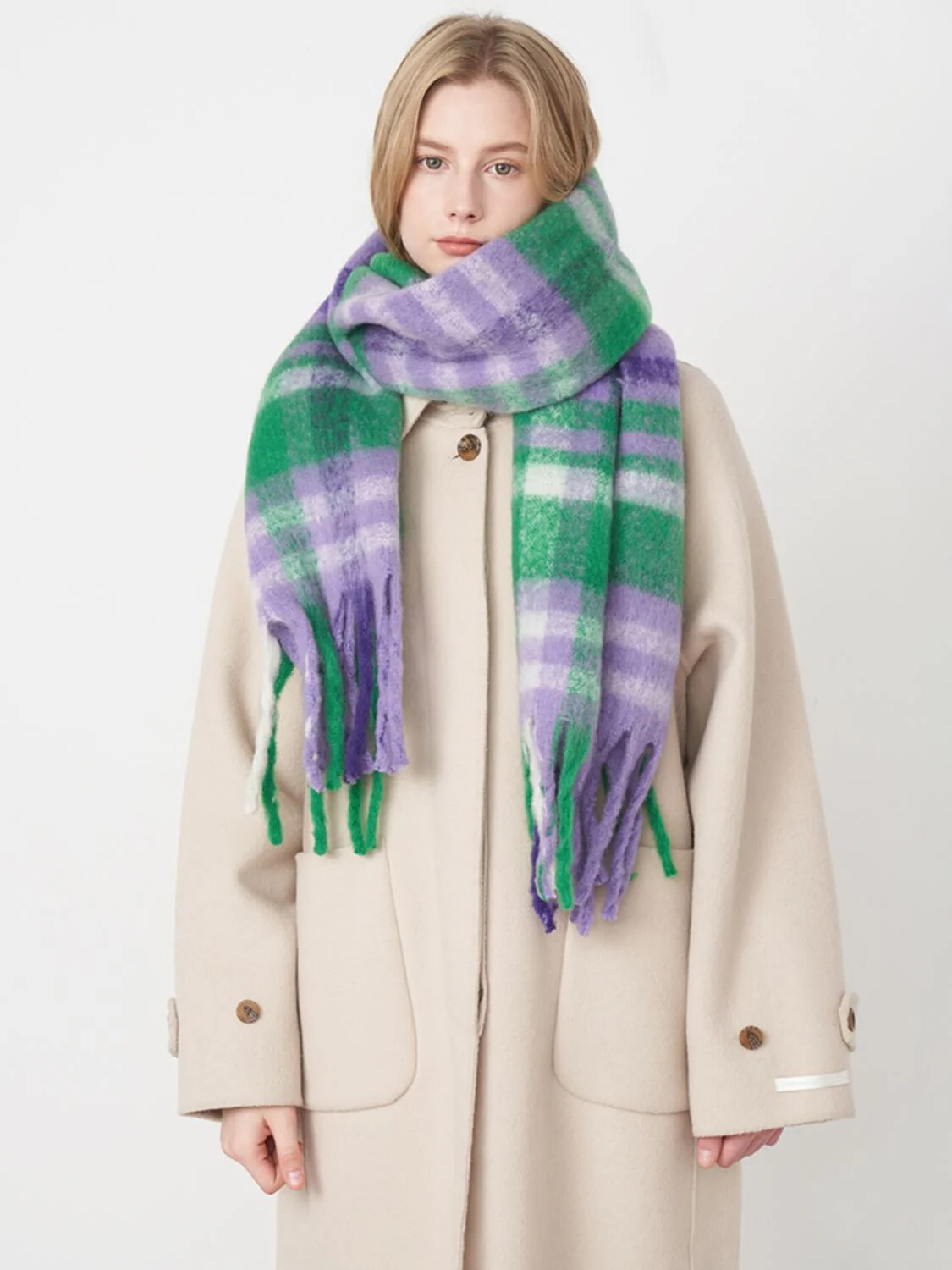 Mitchell Gradient Tassel Blanket Scarf - Purple - Image 4