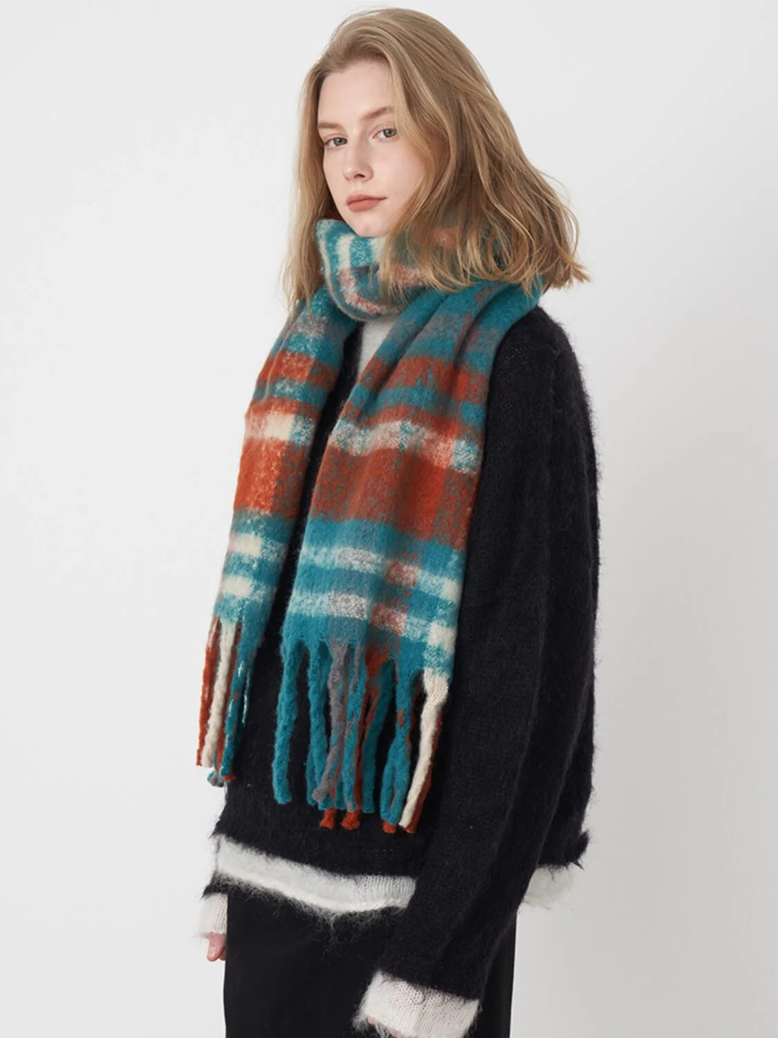 Mitchell Gradient Tassel Blanket Scarf - Teal - Image 2