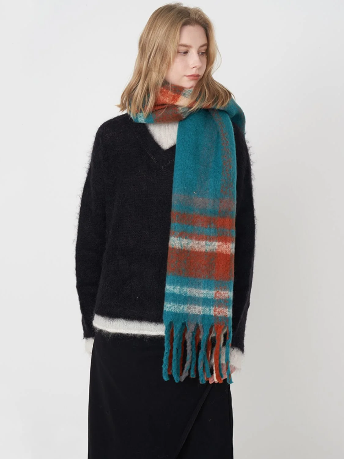 Mitchell Gradient Tassel Blanket Scarf - Teal - Image 3