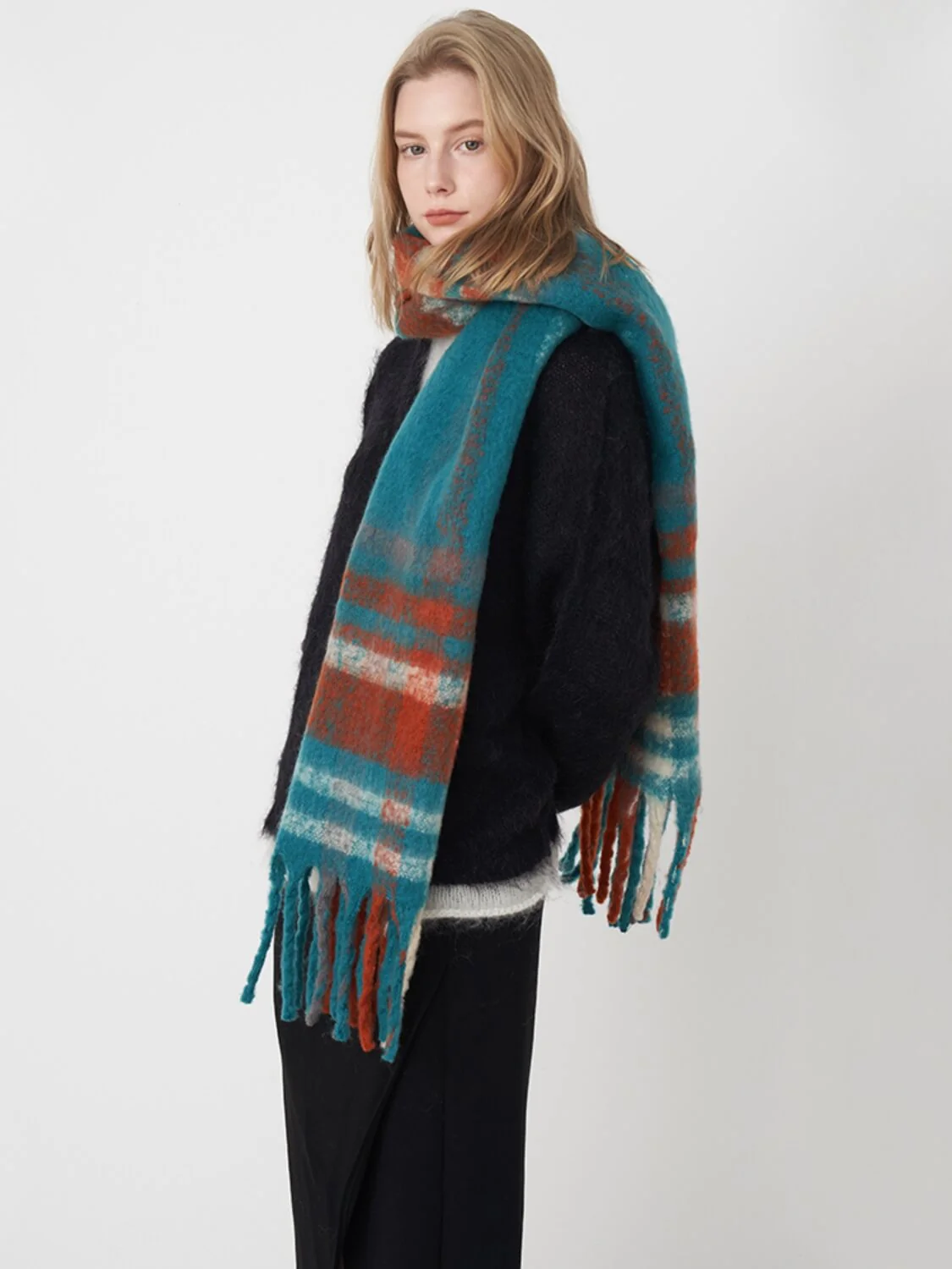 Mitchell Gradient Tassel Blanket Scarf - Teal - Image 4