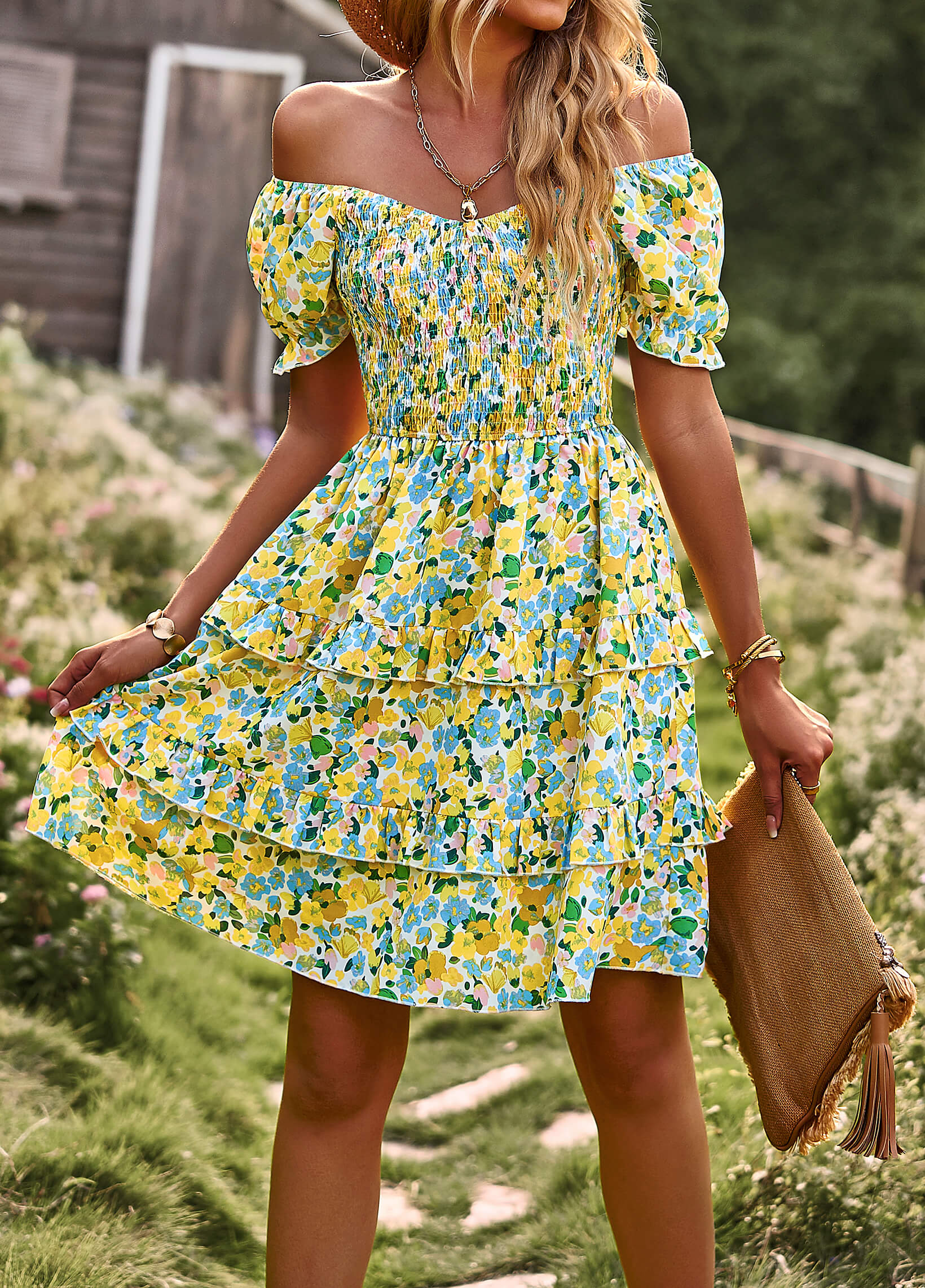 MOMENT IN DAISY SMOCKED MINI DRESS - GREEN - Image 6