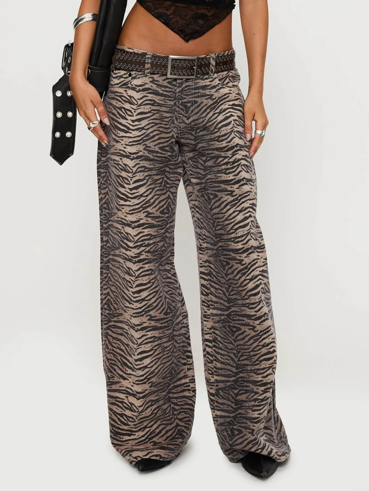 Moment In Y2K Zebra Print Flare Jeans - Image 3