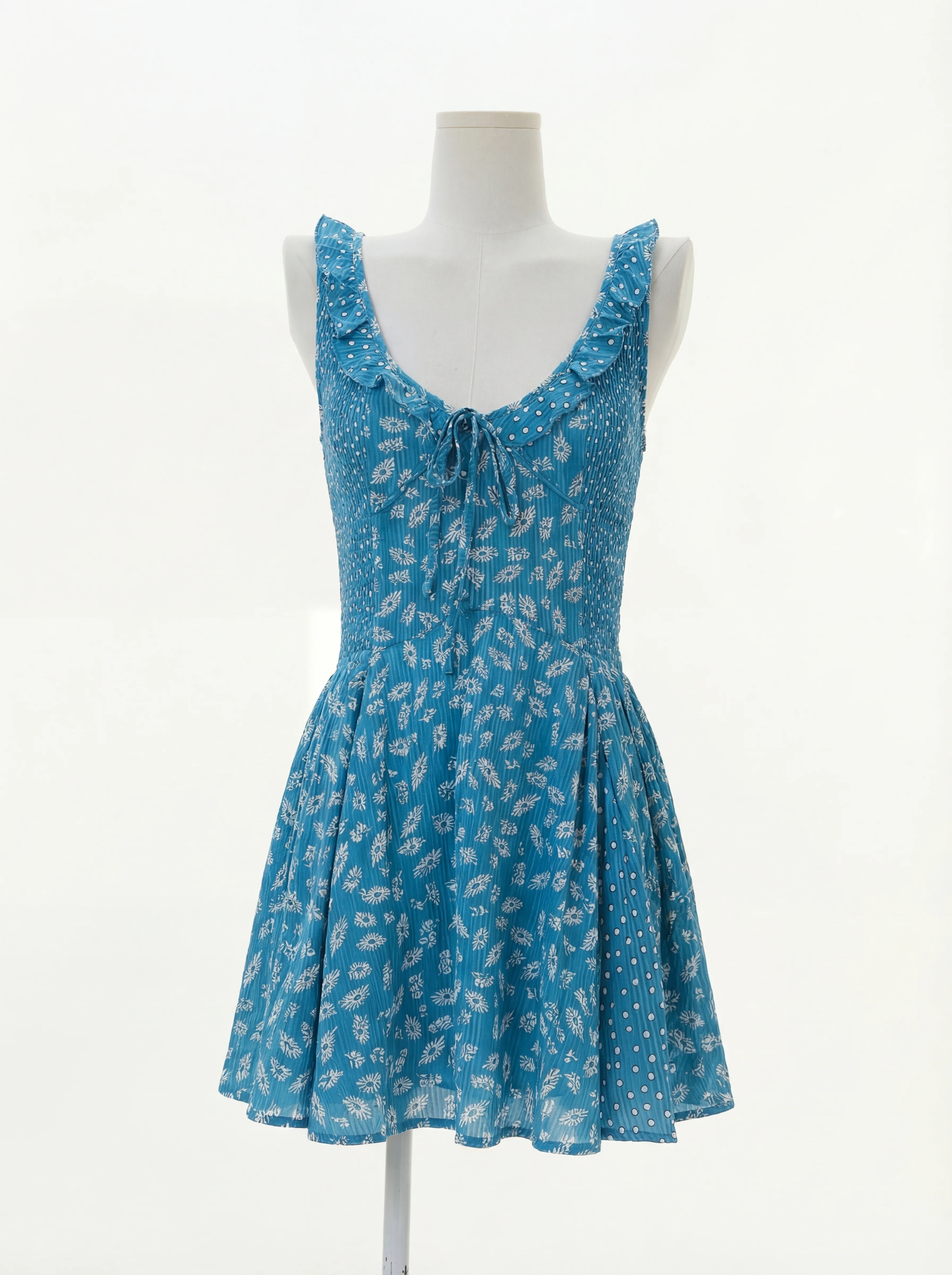 Morning Magnolia Floral Sweetheart Mini Dress - blue - Image 3