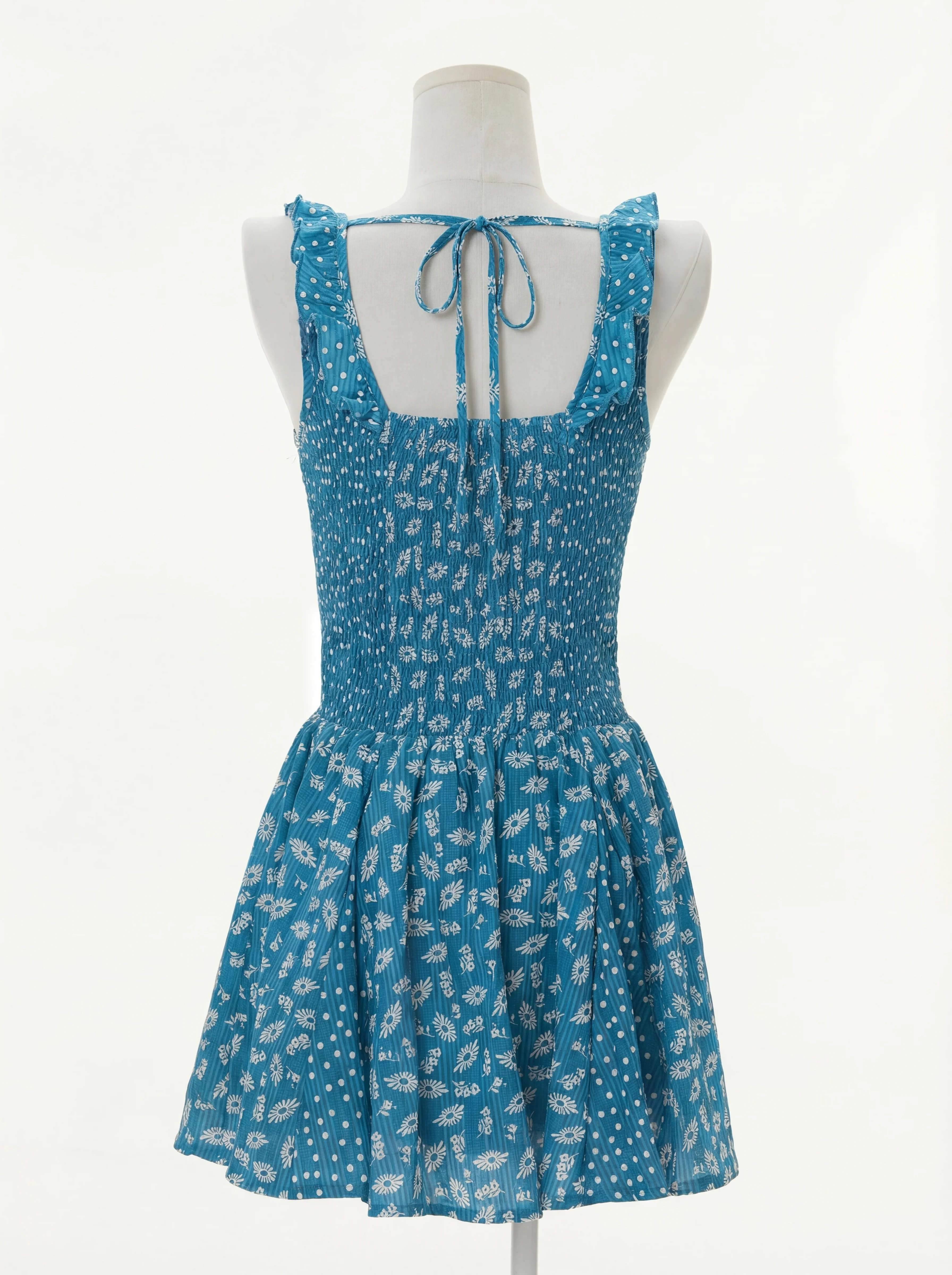 Morning Magnolia Floral Sweetheart Mini Dress - blue - Image 4