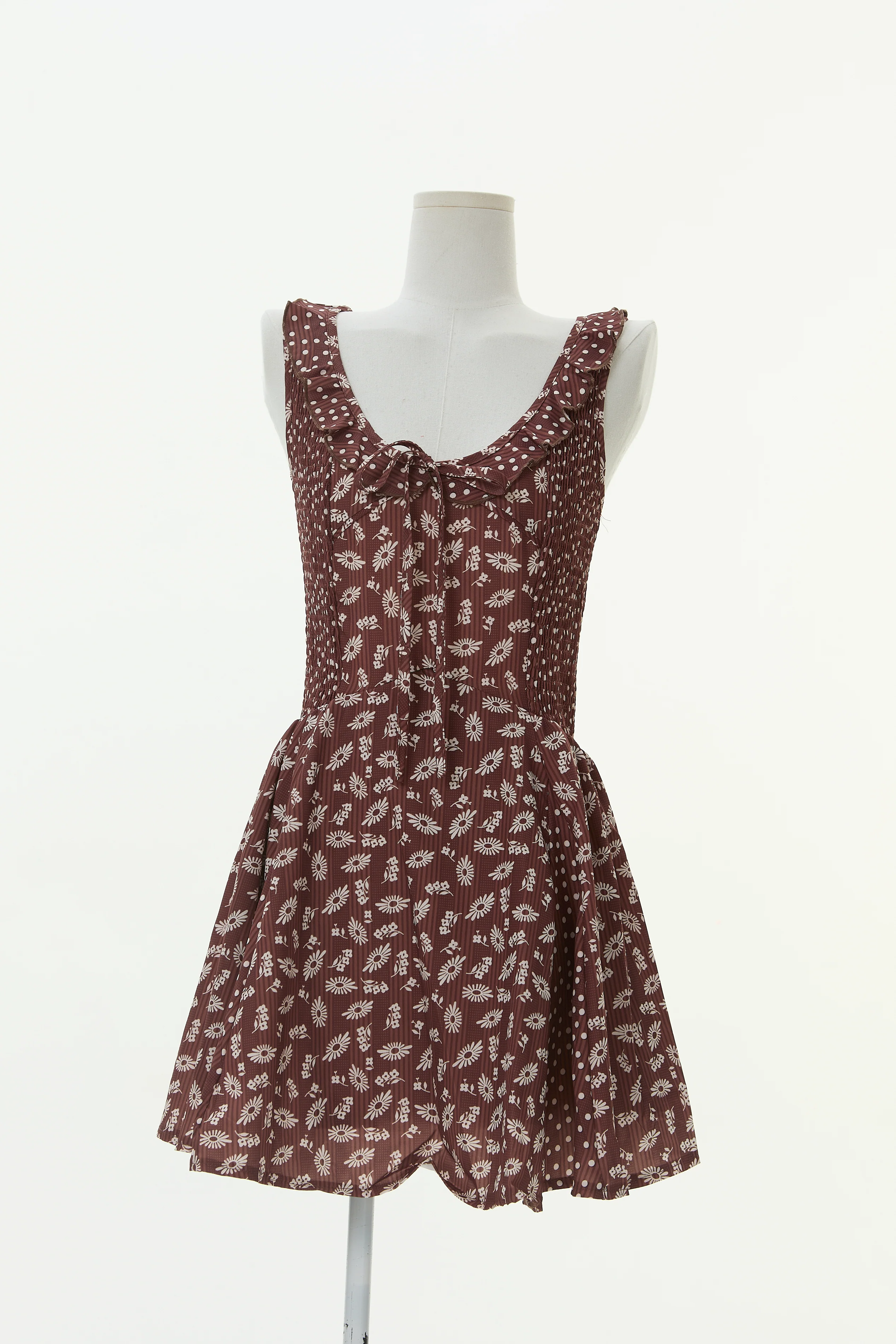 Morning Magnolia Floral Sweetheart Mini Dress - chocolate - Image 4