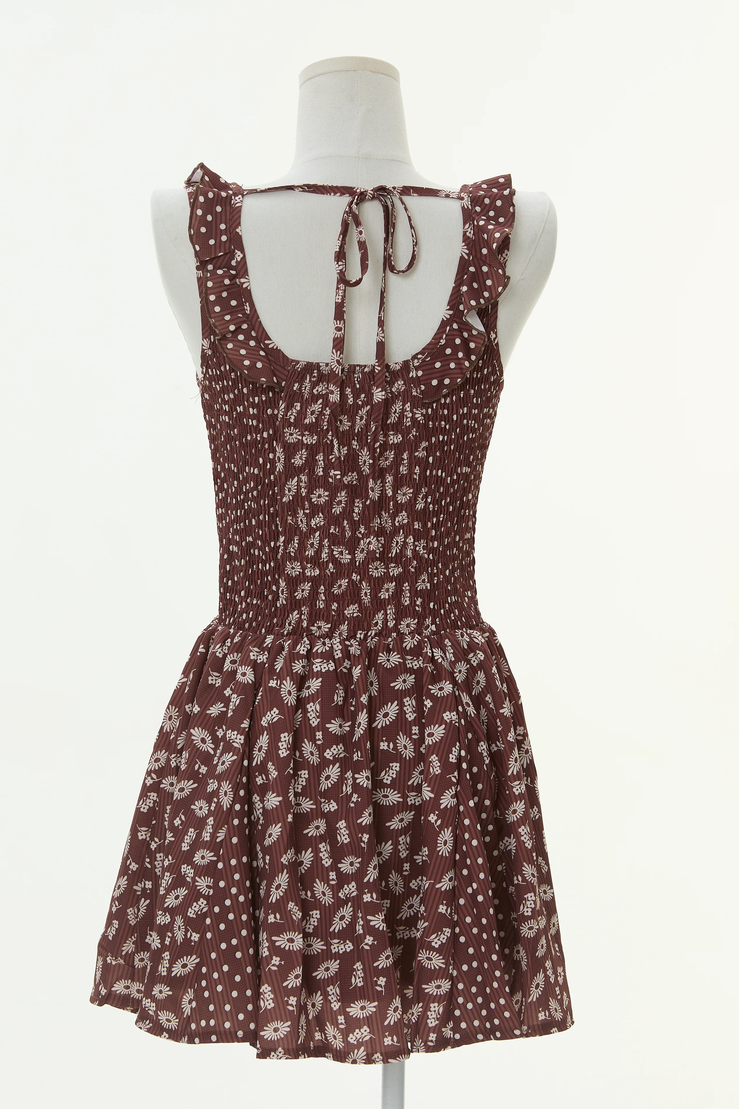 Morning Magnolia Floral Sweetheart Mini Dress - chocolate - Image 7