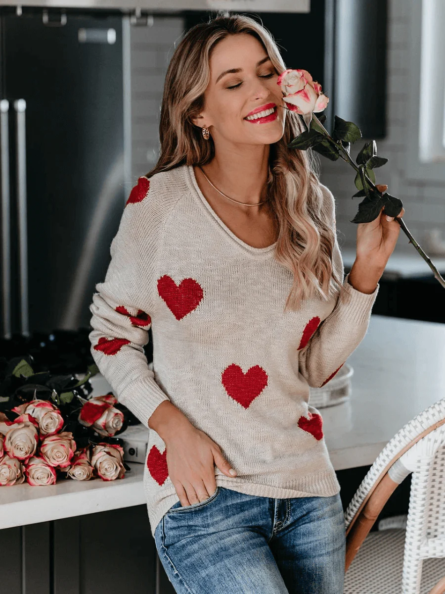 My Floral Heart Oversized Knit Sweater