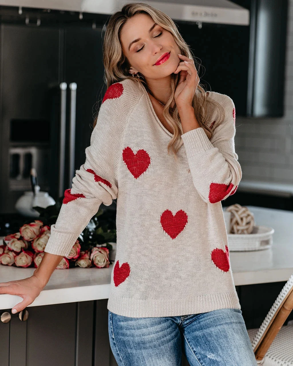My Floral Heart Oversized Knit Sweater - Image 2