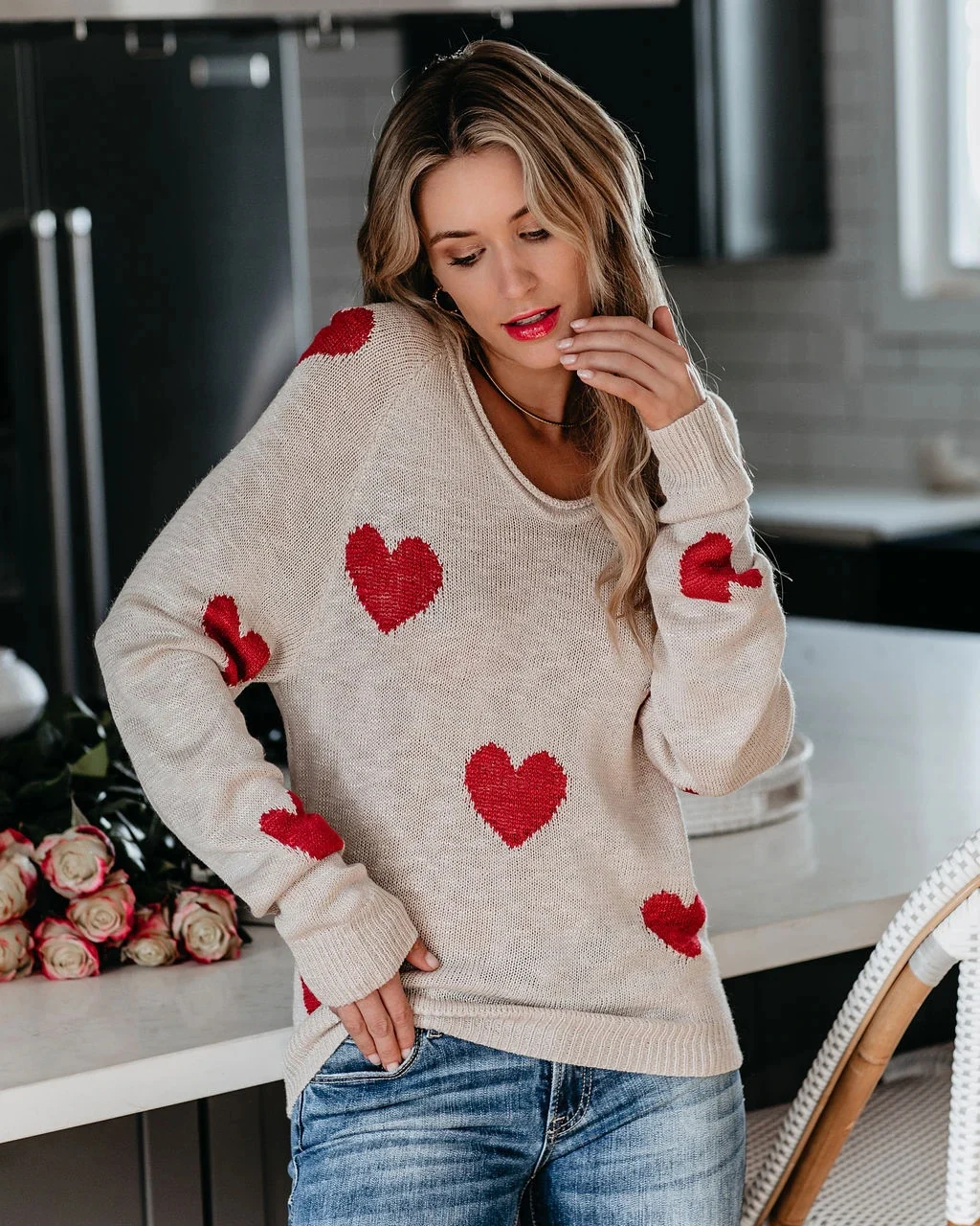 My Floral Heart Oversized Knit Sweater - Image 3