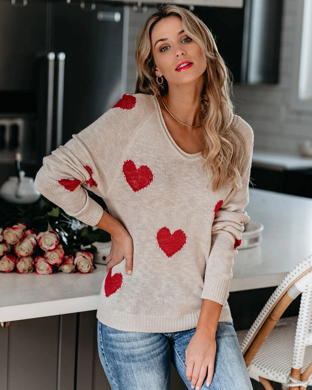 My Floral Heart Oversized Knit Sweater - Image 5