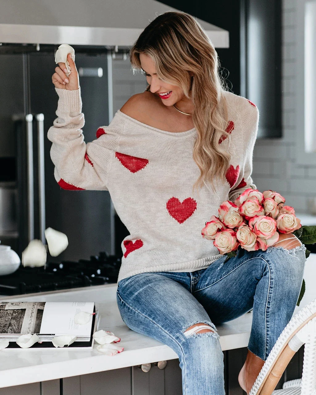 My Floral Heart Oversized Knit Sweater - Image 8