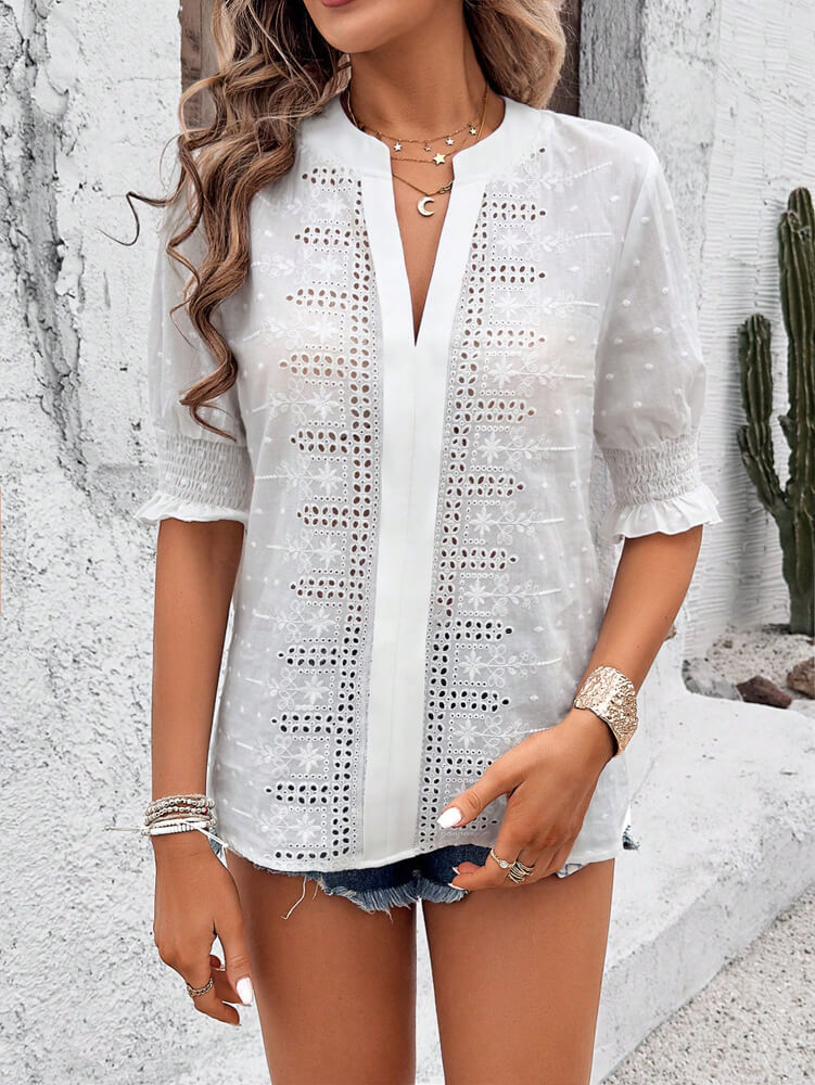 Nala Sheer Short Sleeve Blouse - Image 10