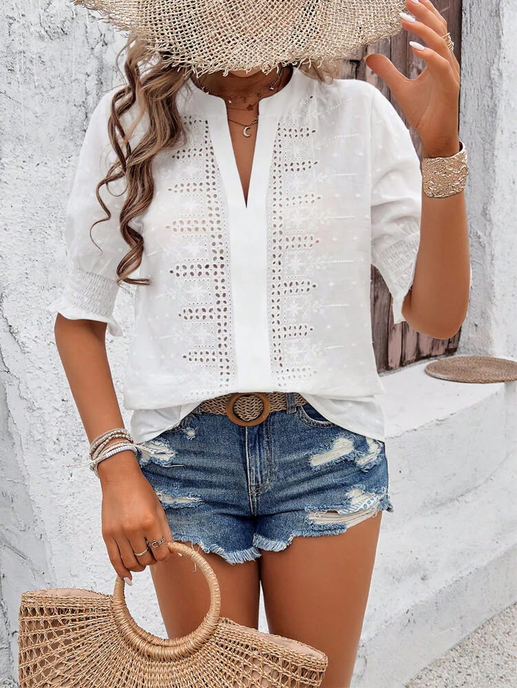 Nala Sheer Short Sleeve Blouse - Image 11