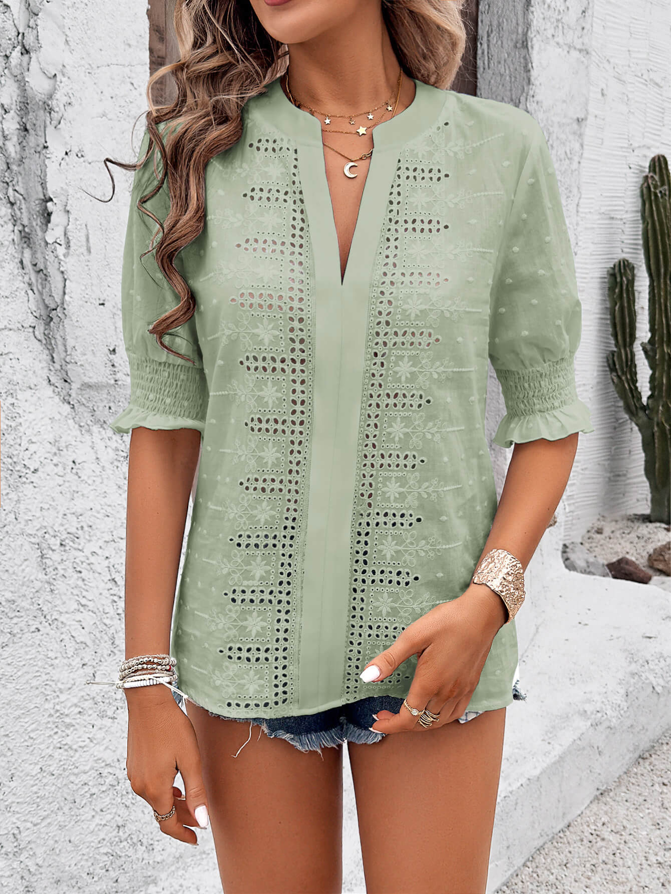 Nala Sheer Short Sleeve Blouse - Image 5