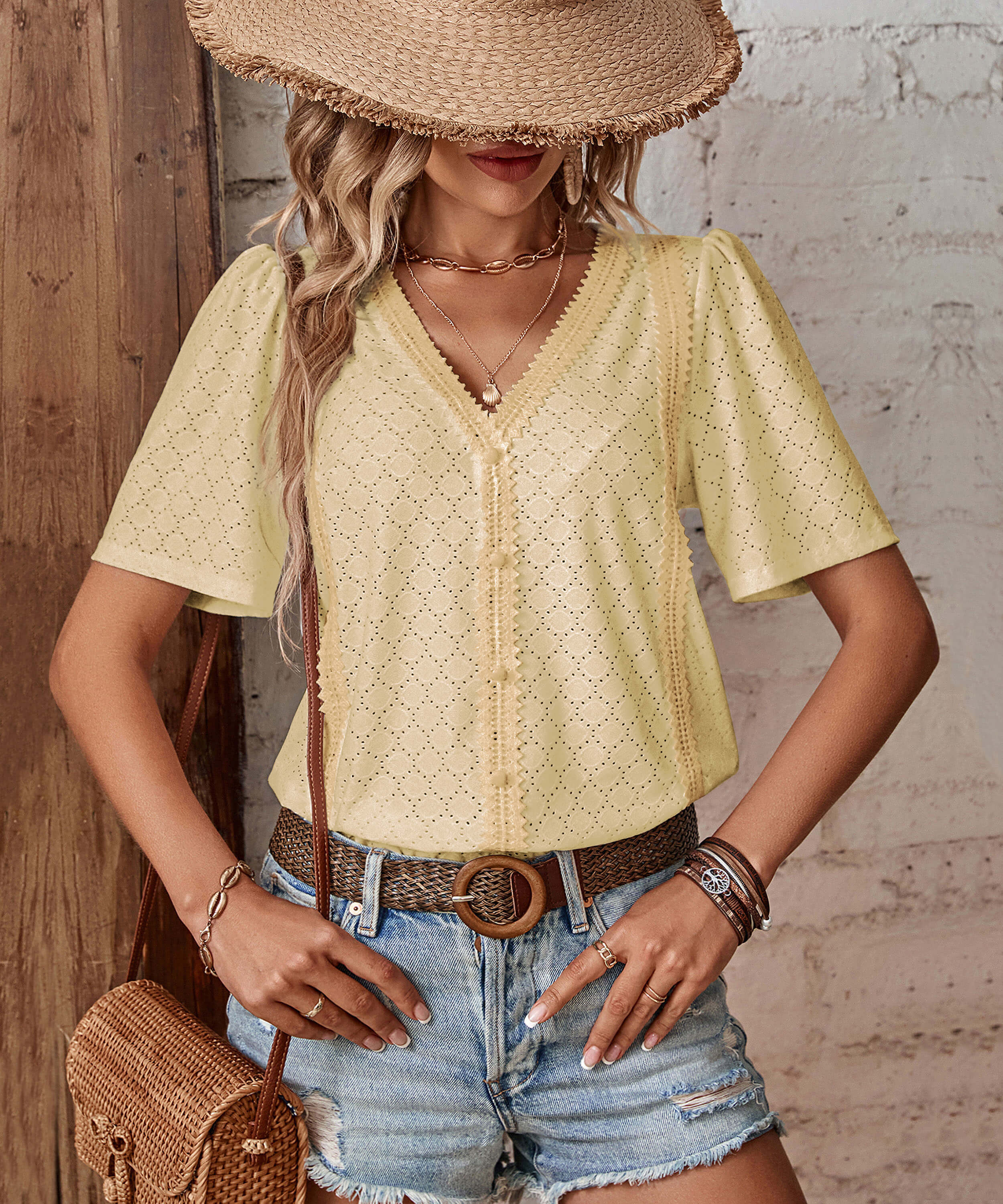 Nala Sheer Short Sleeve Top - Yellow - Image 3