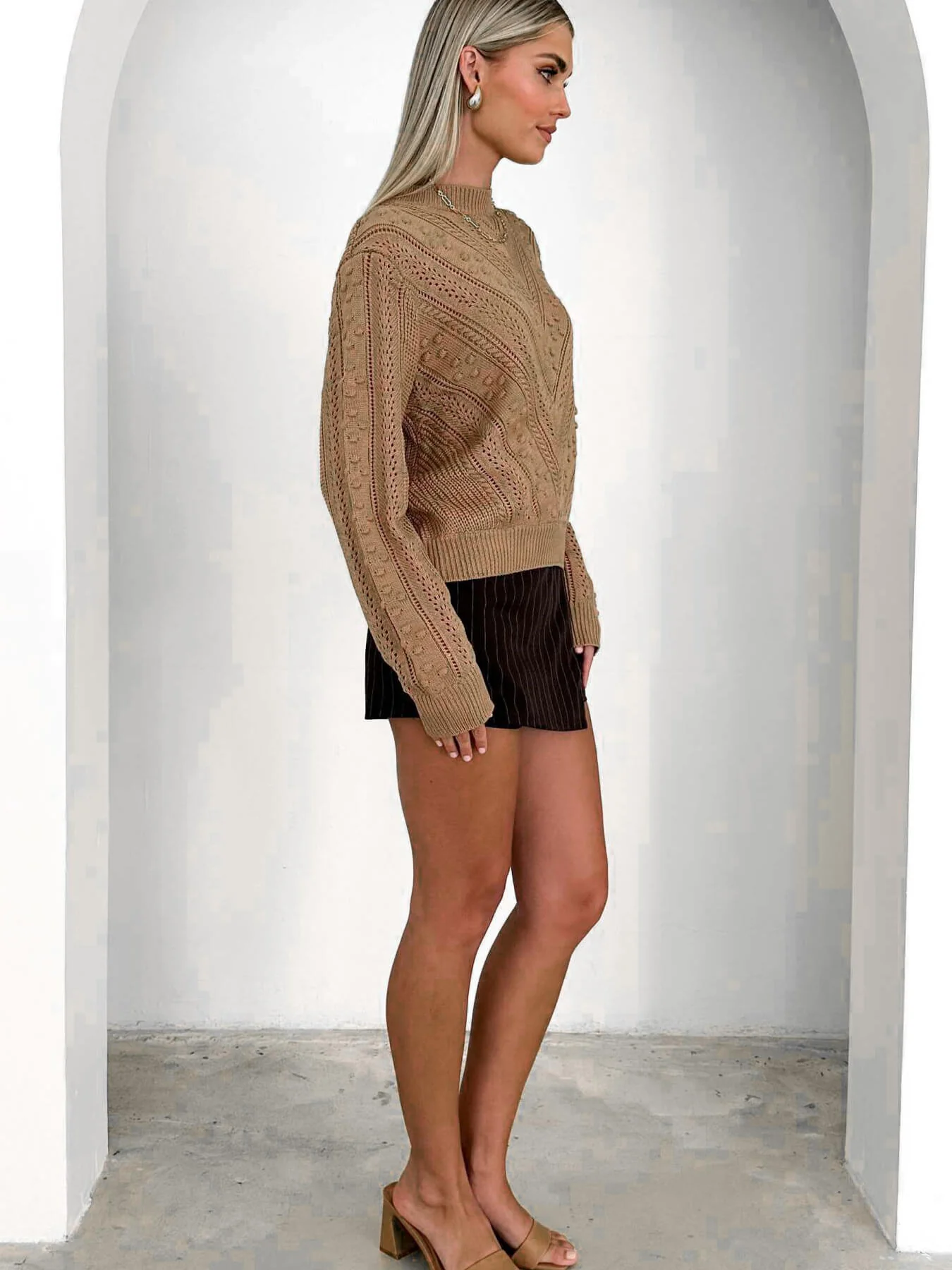 Natalee Pop Perforated Knit Sweater - Image 2