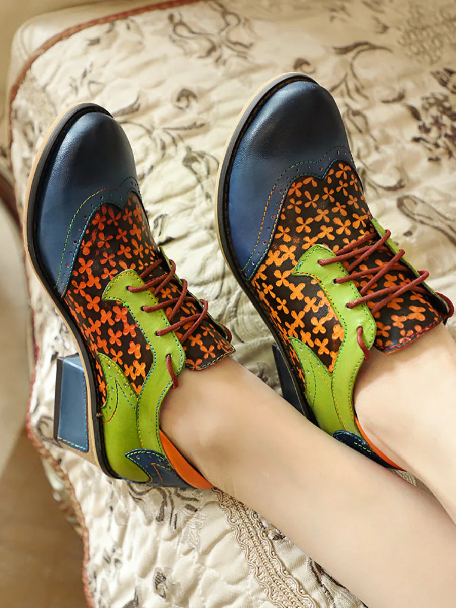 SOFFIA | NAVY LEATHER BROGUES OXFORD - Image 3