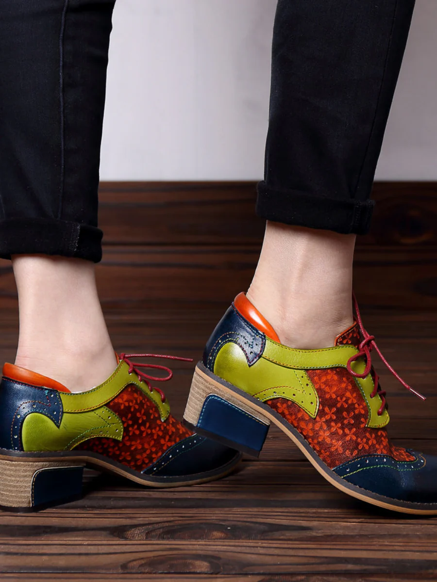 SOFFIA | NAVY LEATHER BROGUES OXFORD - Image 4