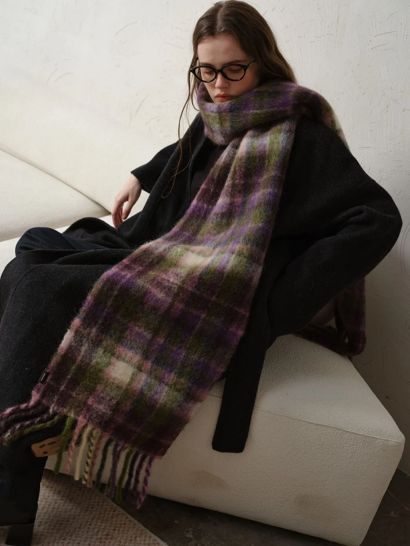 Nelma Cashmere Blend Tartan Tassel Scarf - Image 4