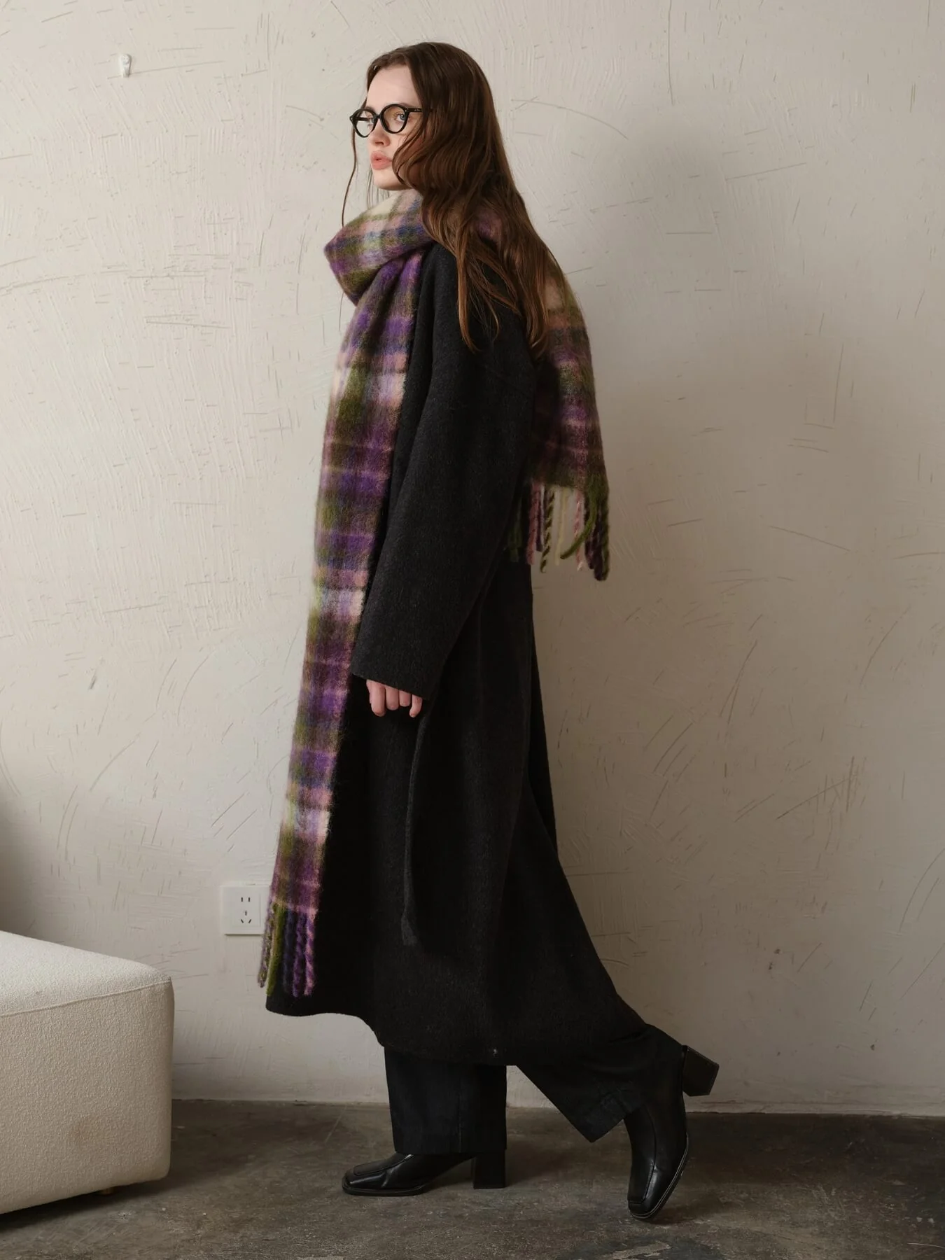 Nelma Cashmere Blend Tartan Tassel Scarf - Image 5