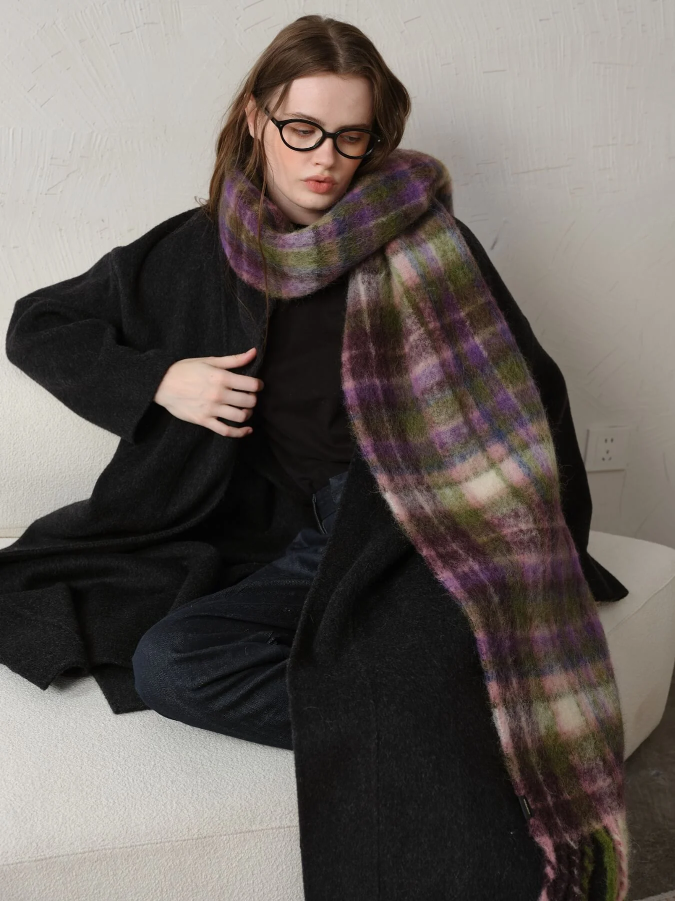 Nelma Cashmere Blend Tartan Tassel Scarf - Image 7