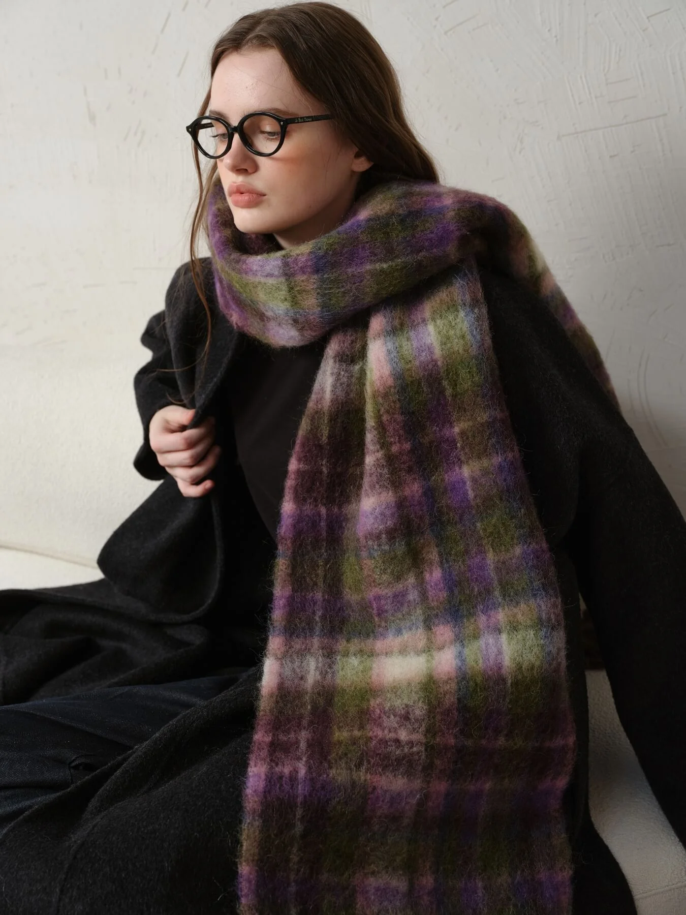 Nelma Cashmere Blend Tartan Tassel Scarf - Image 8