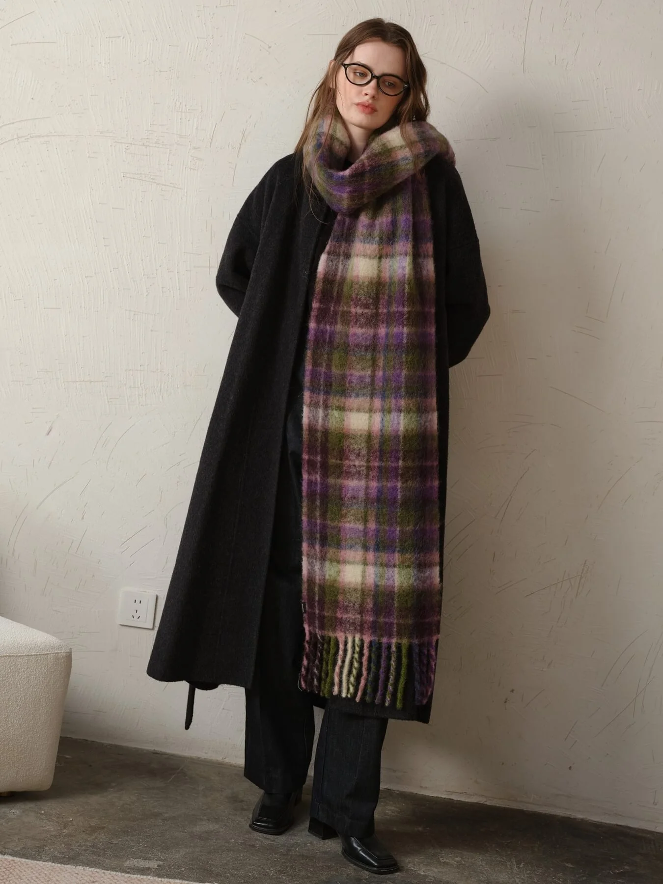 Nelma Cashmere Blend Tartan Tassel Scarf - Image 9