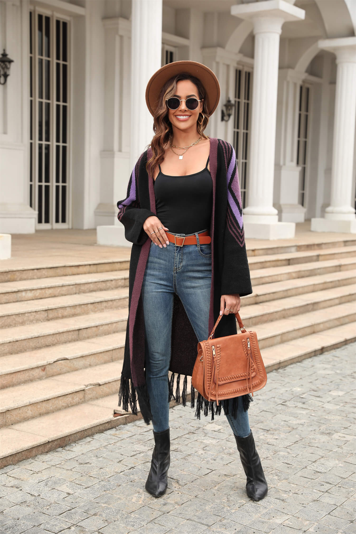 Nemah Fringe Hem Long Cardigan - Black - Image 5