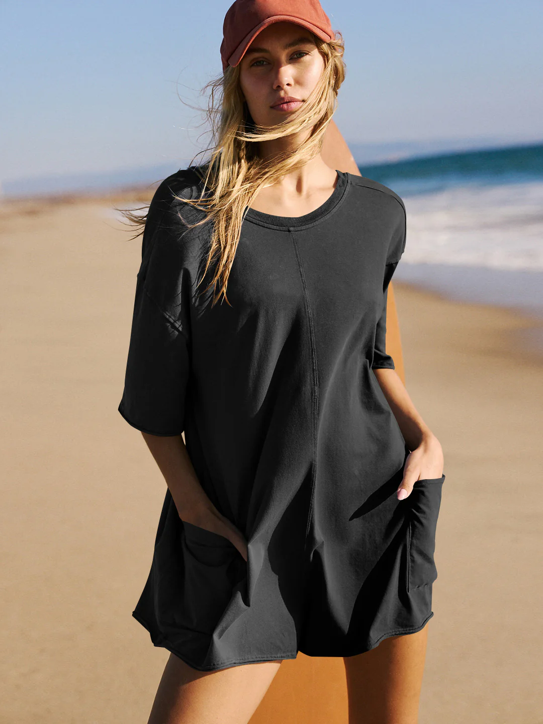 Nevaeh Cotton Pocketed Romper - Black - Image 2