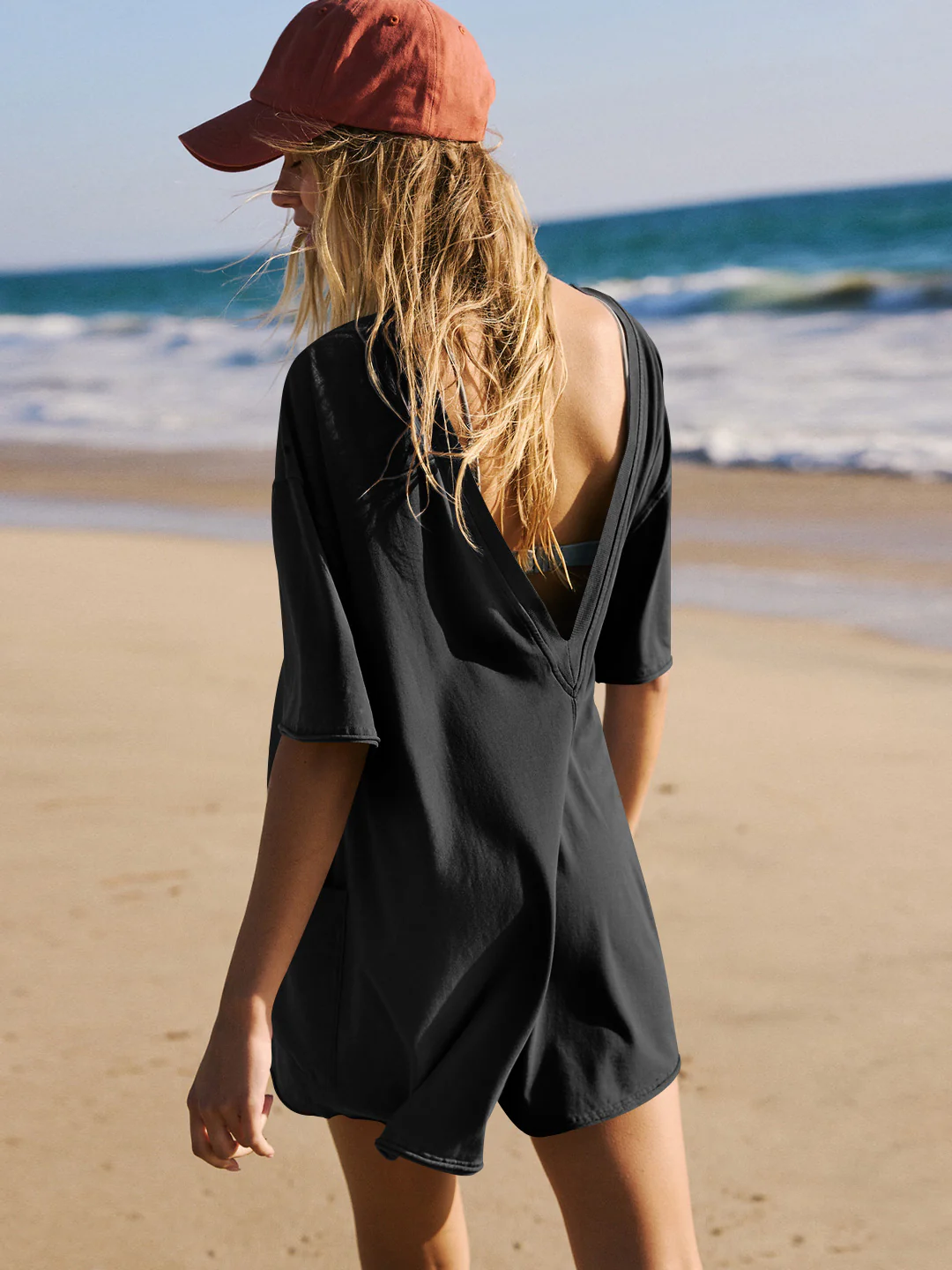 Nevaeh Cotton Pocketed Romper - Black - Image 3