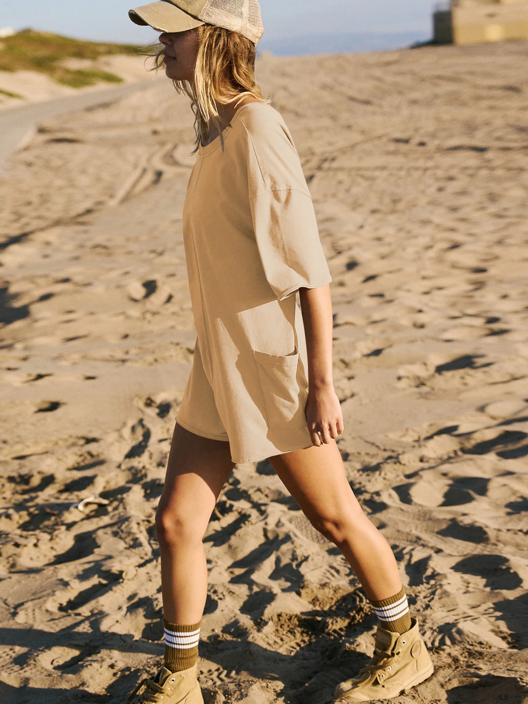 Nevaeh Cotton Pocketed Romper - Neutral - Image 3