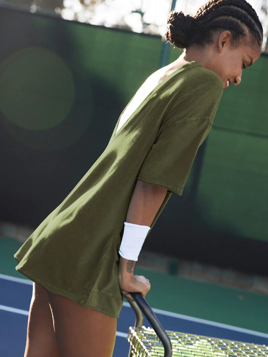 Nevaeh Cotton Pocketed Romper - Olive - Image 2
