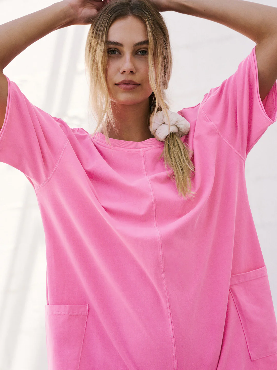 Nevaeh Cotton Pocketed Romper - Pink - Image 4